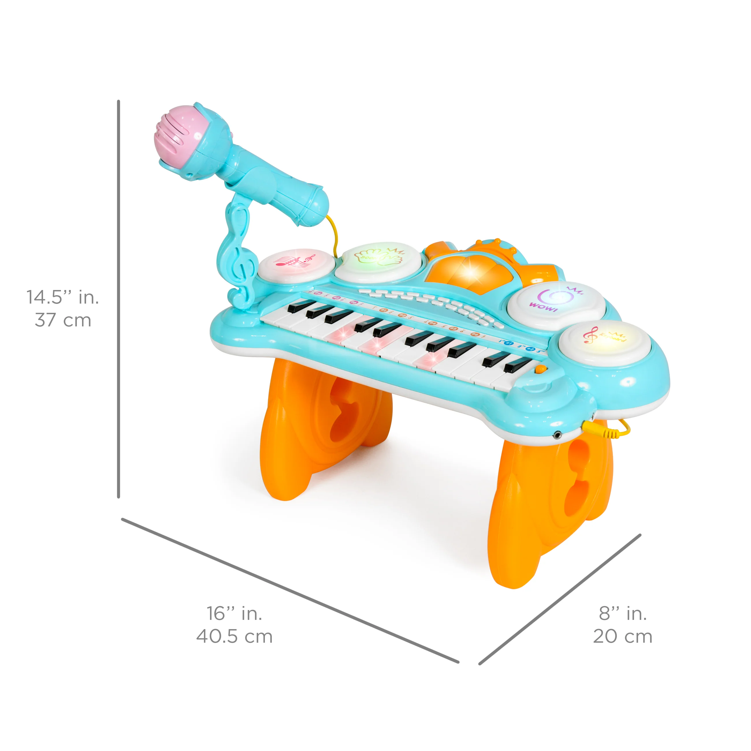 24-Key Kids Musical Electronic Keyboard w/ Drums, Microphone, MP3 - Blue - Image 6