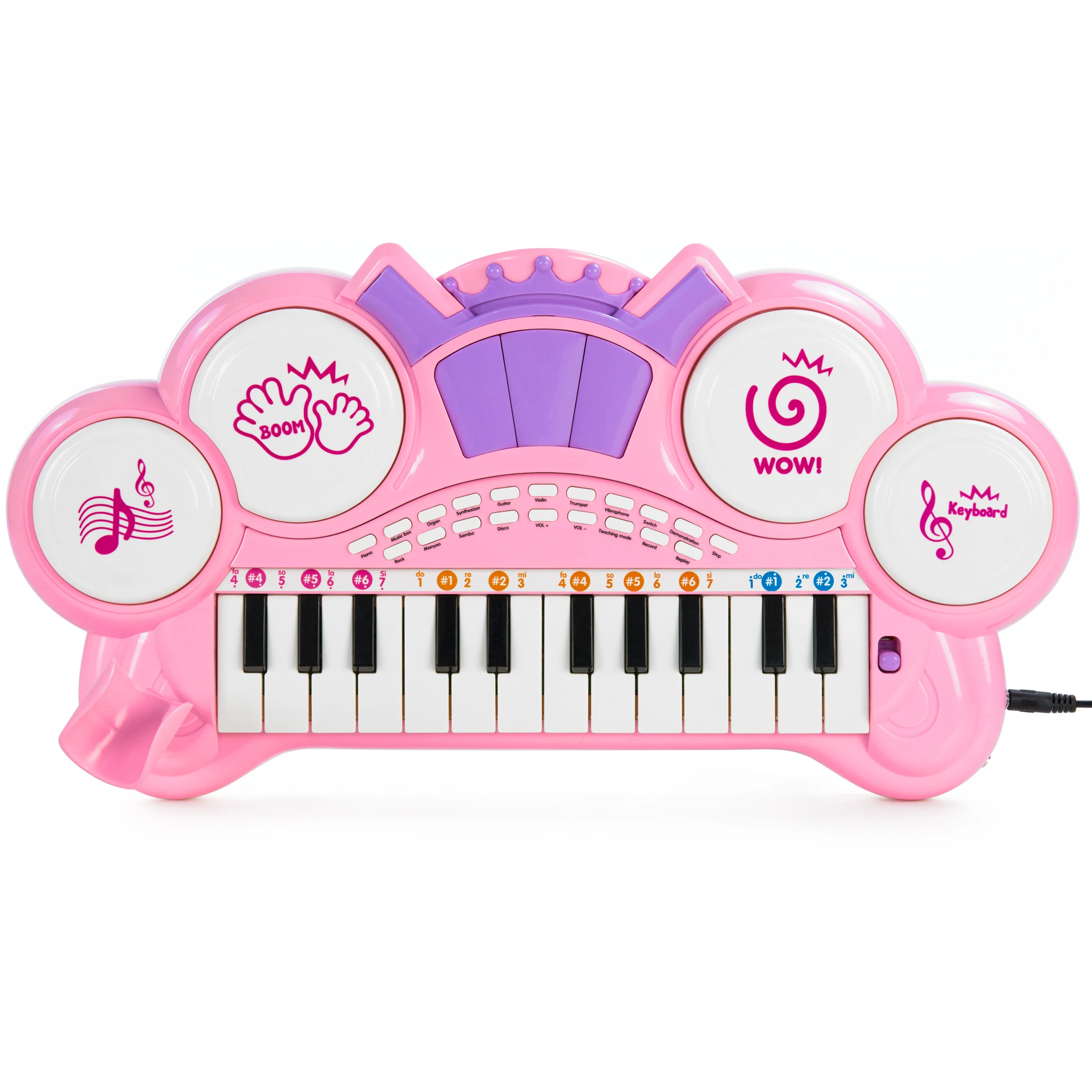 24-Key Kids Musical Electronic Keyboard w/ Drums, Microphone, MP3 - Pink - Image 3