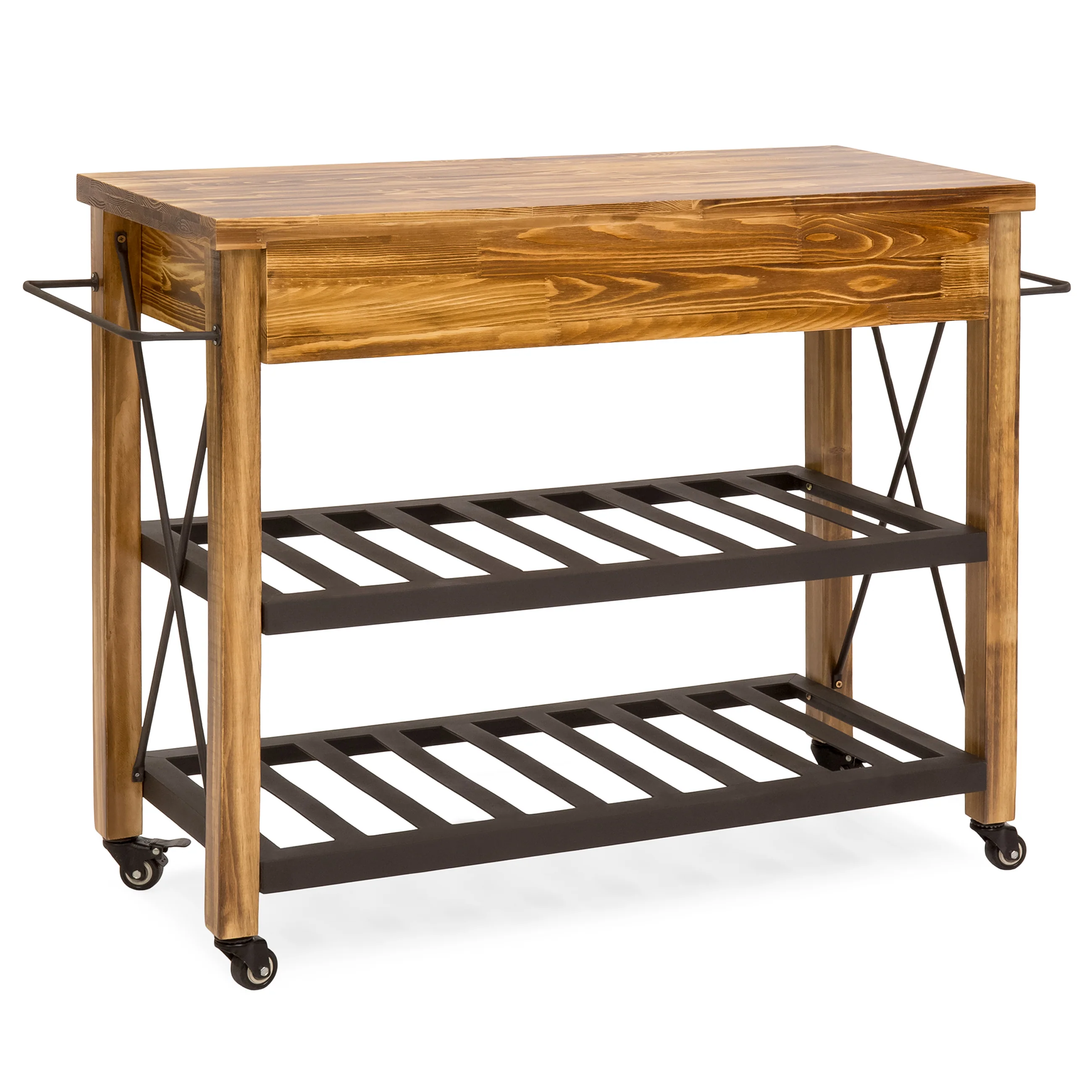 Industrial Kitchen Cart w/ Lockable Wheels - Natural - Image 3