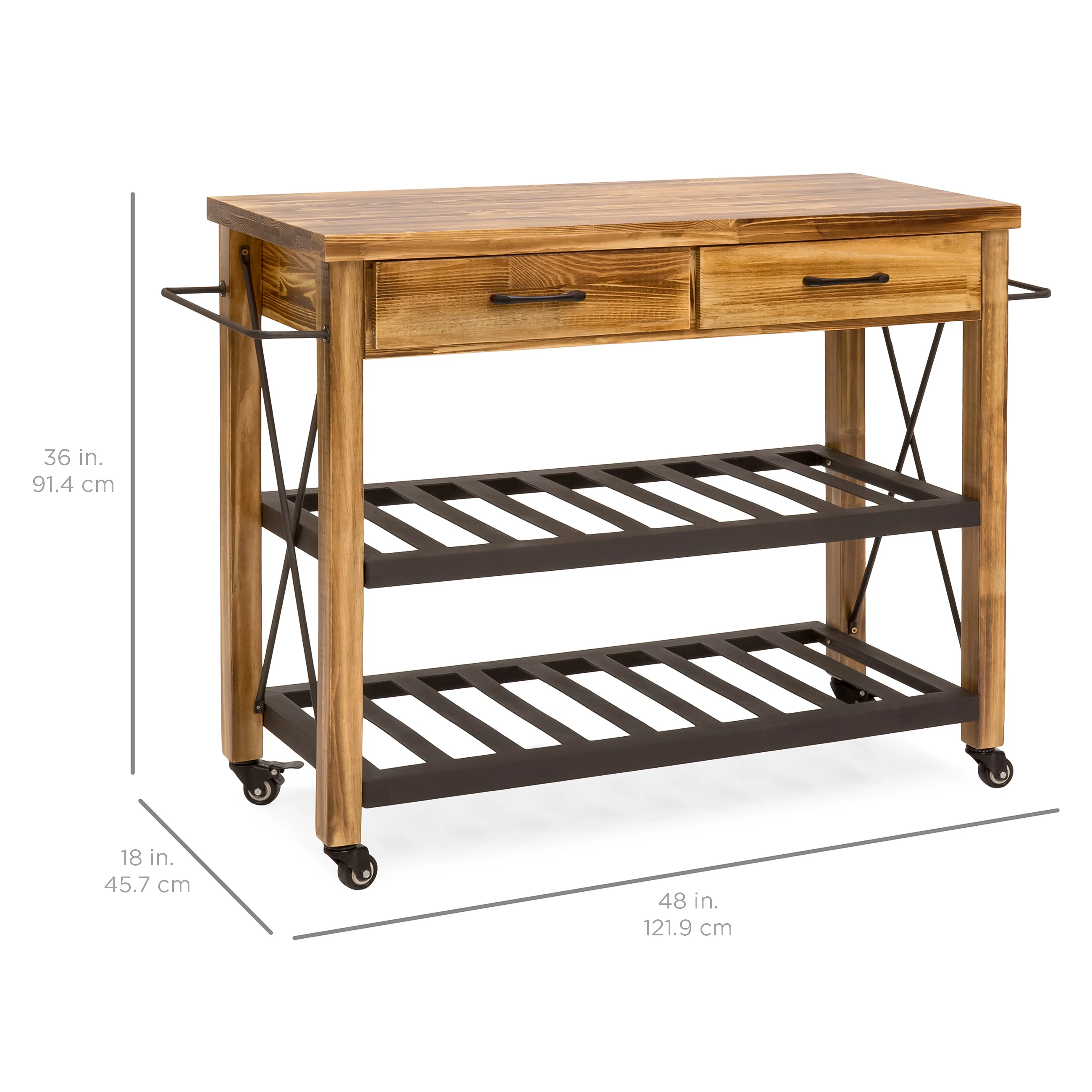 Industrial Kitchen Cart w/ Lockable Wheels - Natural - Image 6