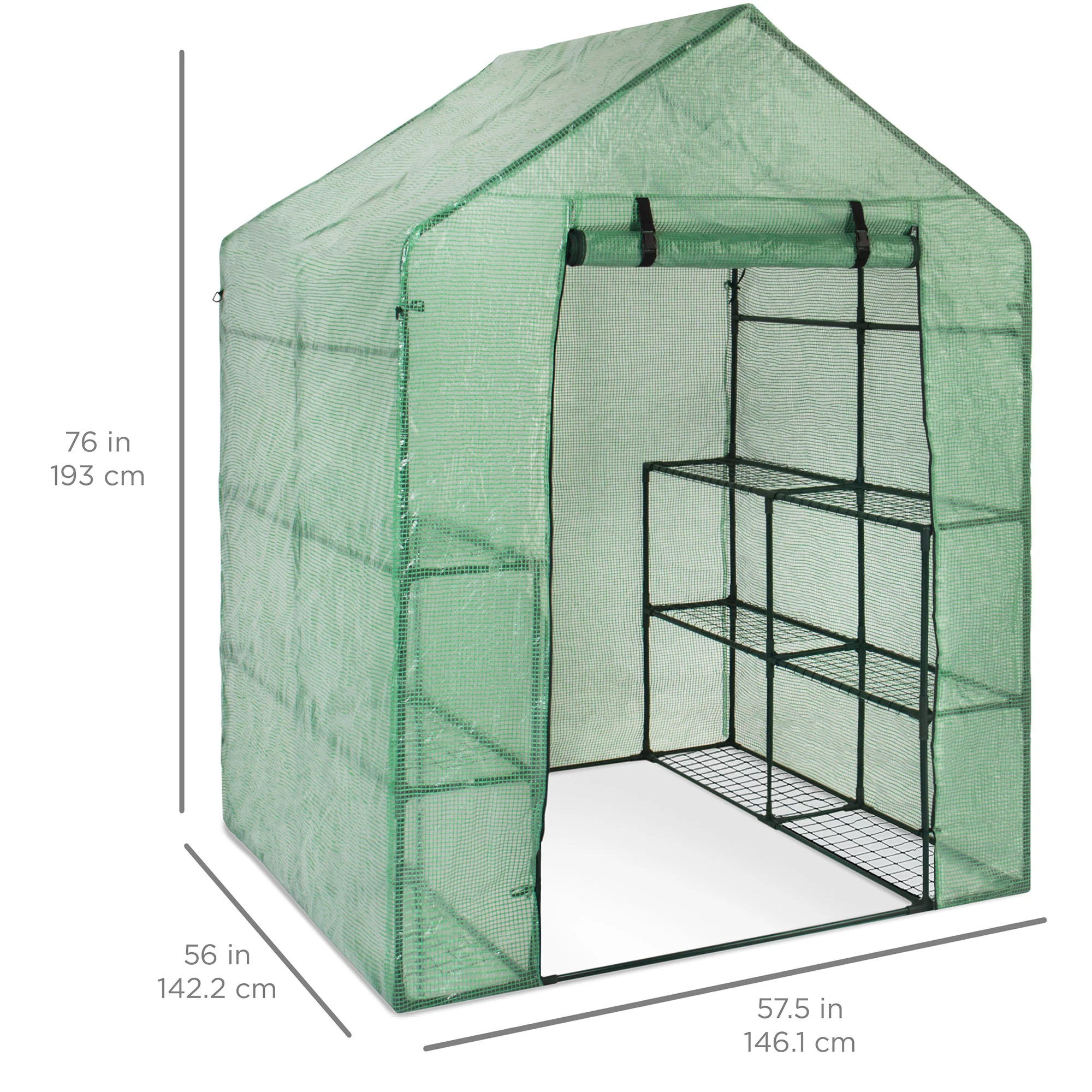 3-Tier 12-Shelf Outdoor Mini Greenhouse - Green - Image 6