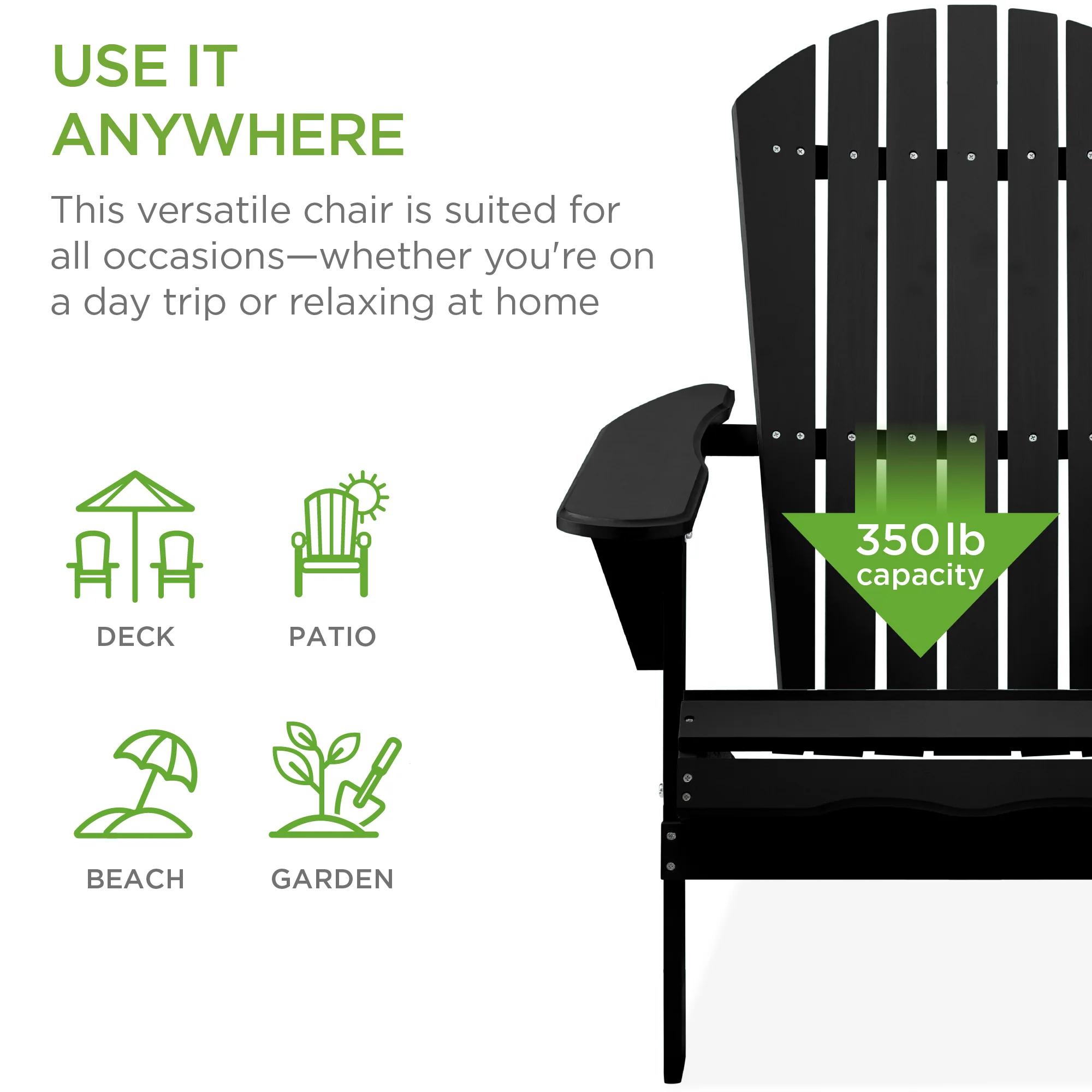 Folding Wooden Adirondack Chair, Accent Furniture w/ Natural Woodgrain - Image 16