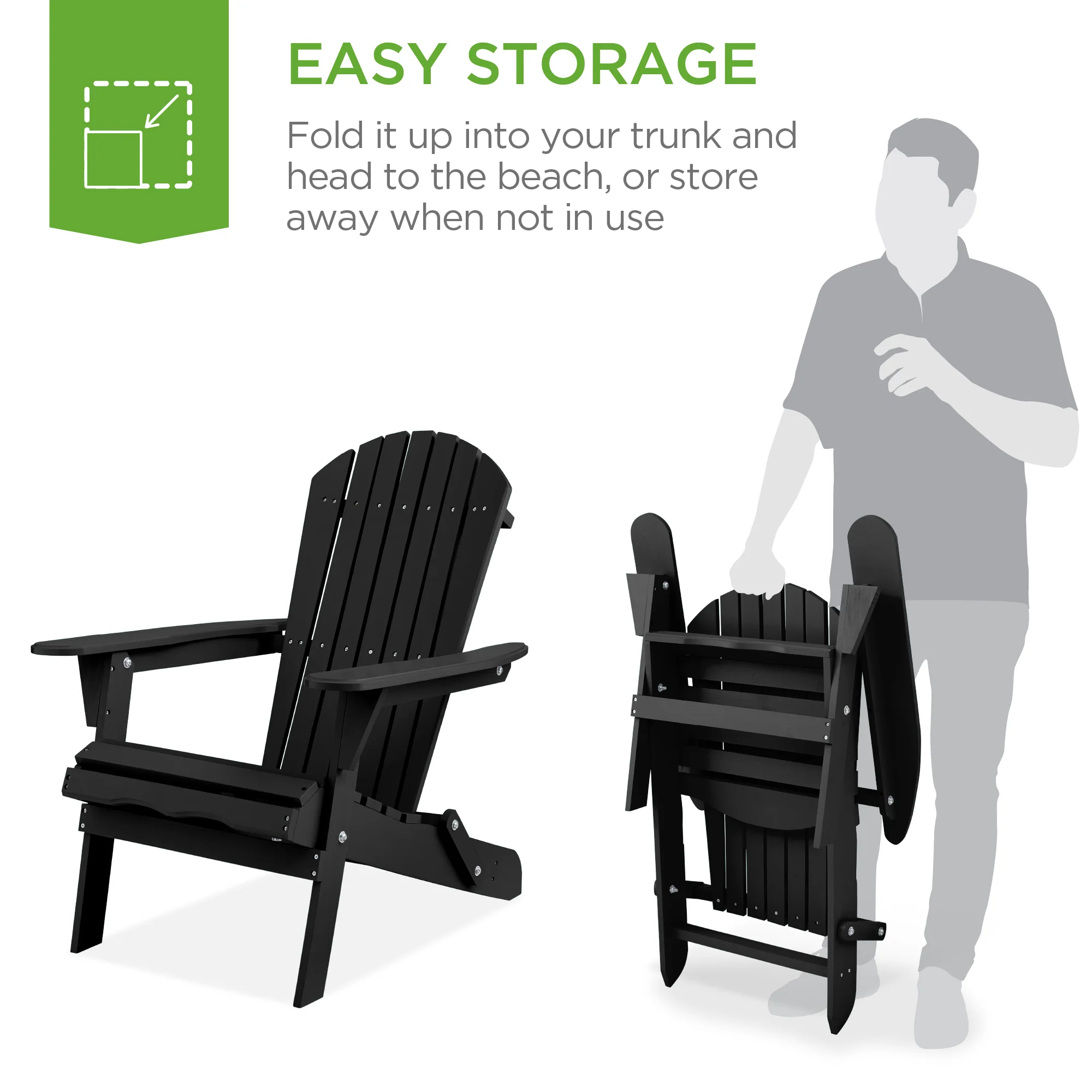 Folding Wooden Adirondack Chair, Accent Furniture w/ Natural Woodgrain - Image 17