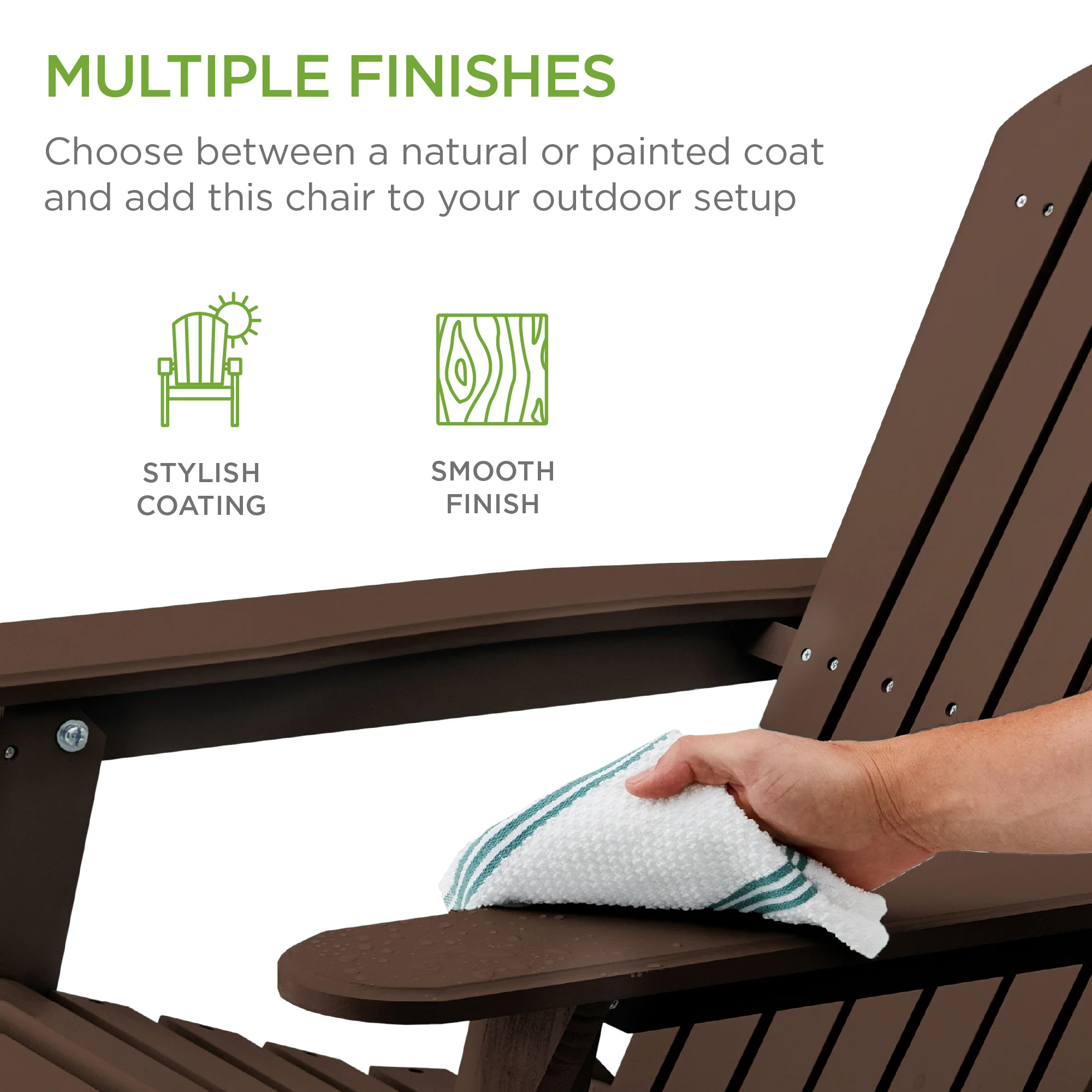 Folding Wooden Adirondack Chair, Accent Furniture w/ Natural Woodgrain - Image 26