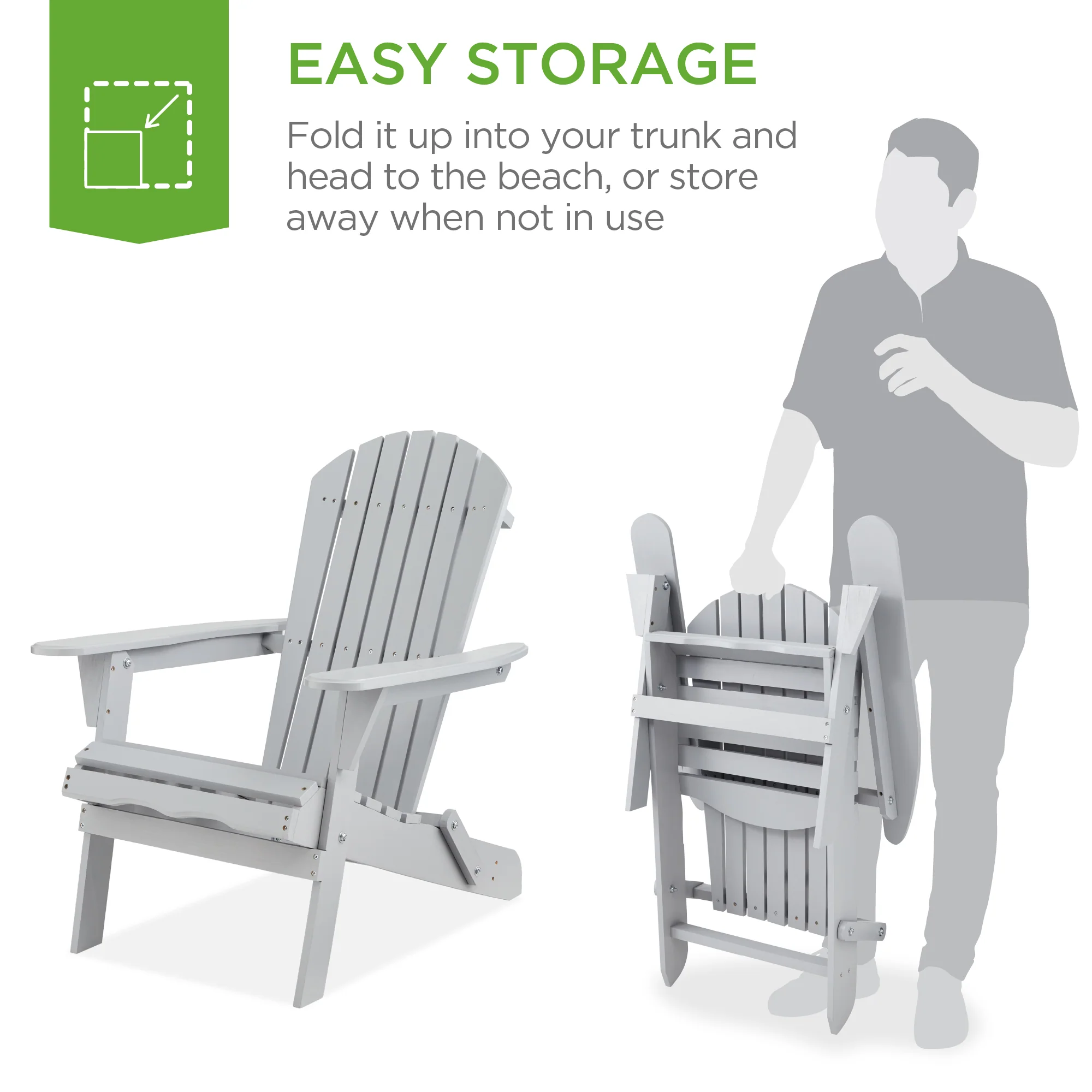 Folding Wooden Adirondack Chair, Accent Furniture w/ Natural Woodgrain - Image 31