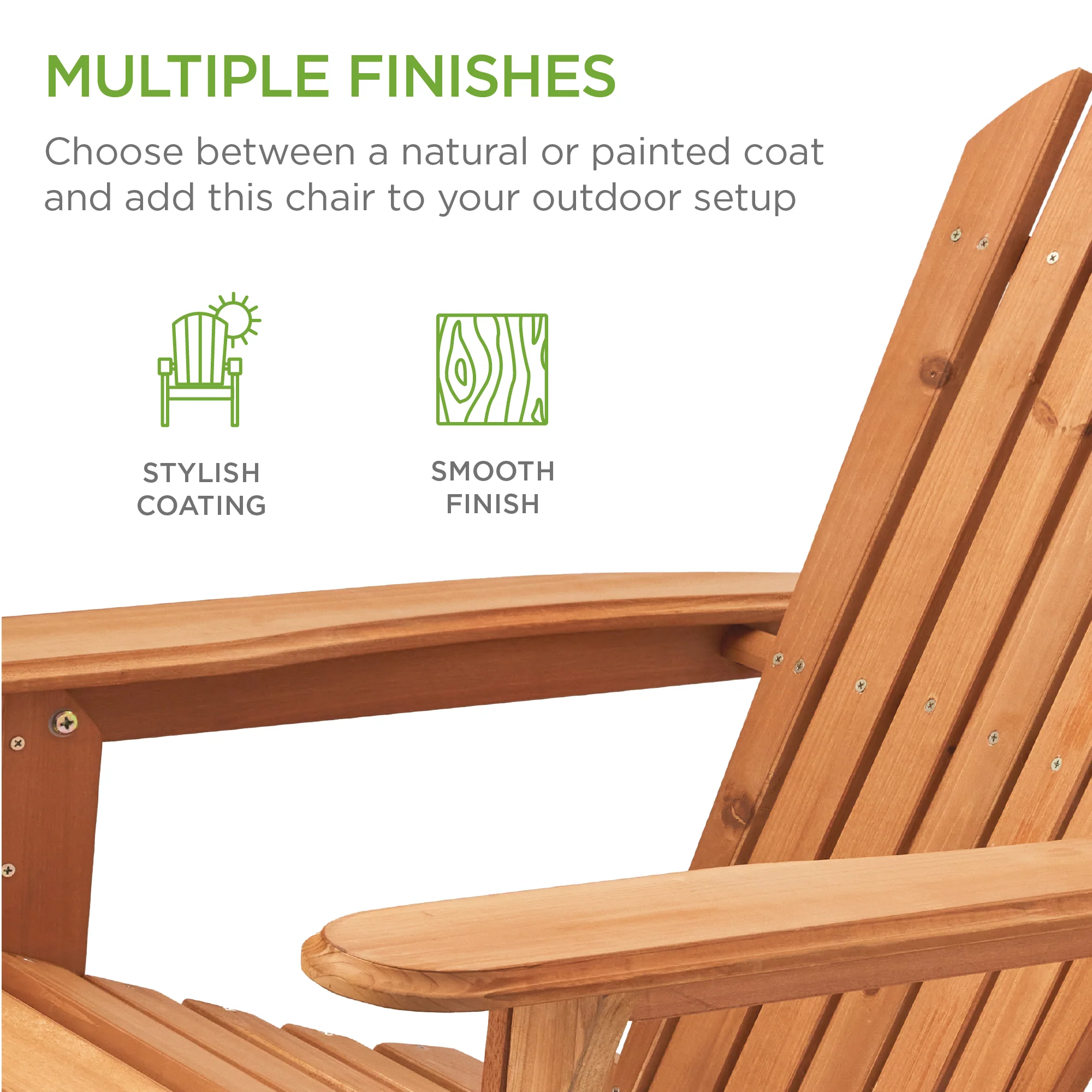 Folding Wooden Adirondack Chair, Accent Furniture w/ Natural Woodgrain - Image 47