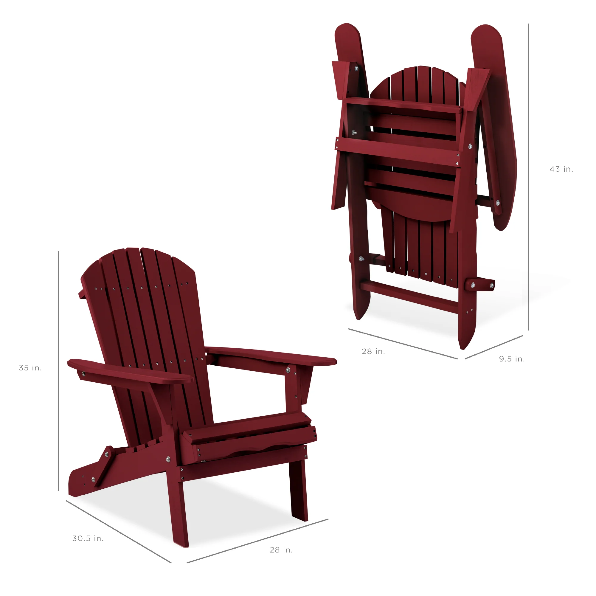 Folding Wooden Adirondack Chair, Accent Furniture w/ Natural Woodgrain - Image 56