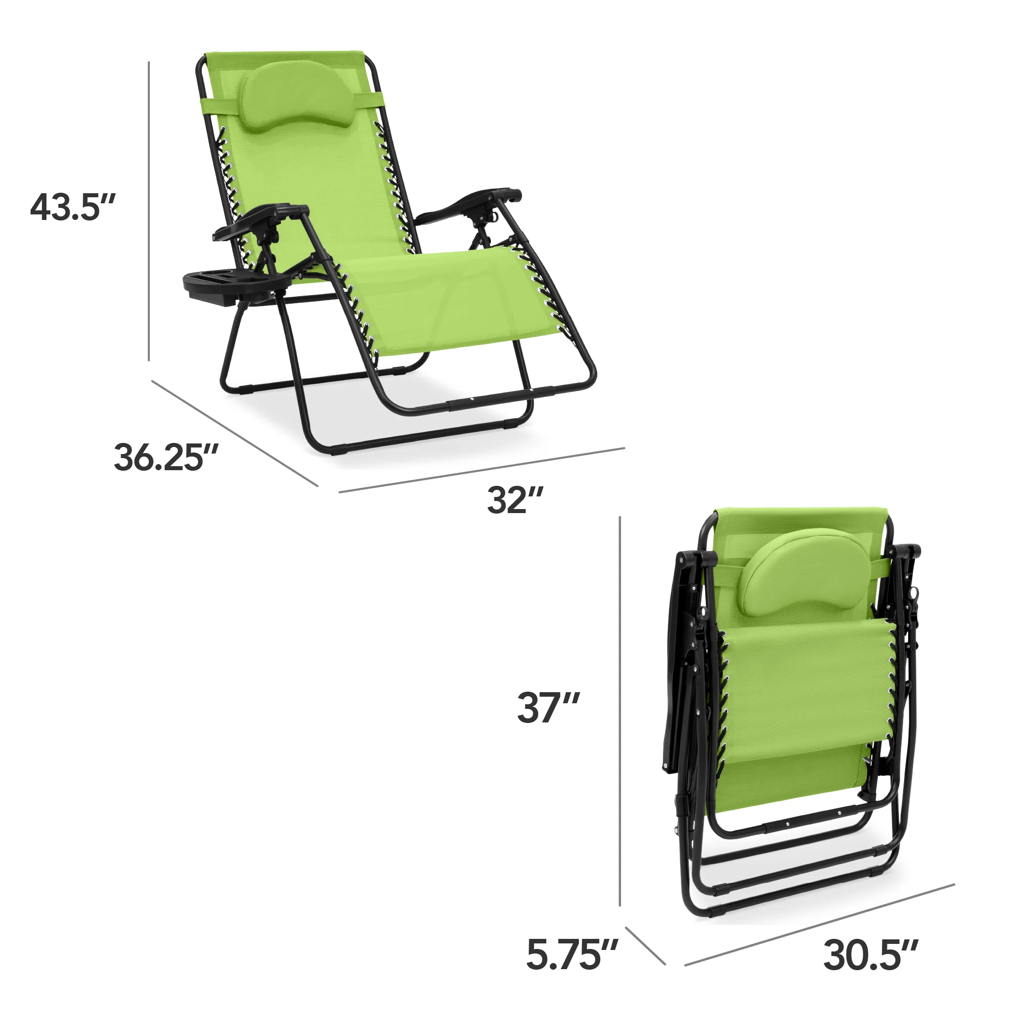 Oversized Reclining Zero Gravity Chair Lounger w/ Cup Holder, Pillow - Image 104