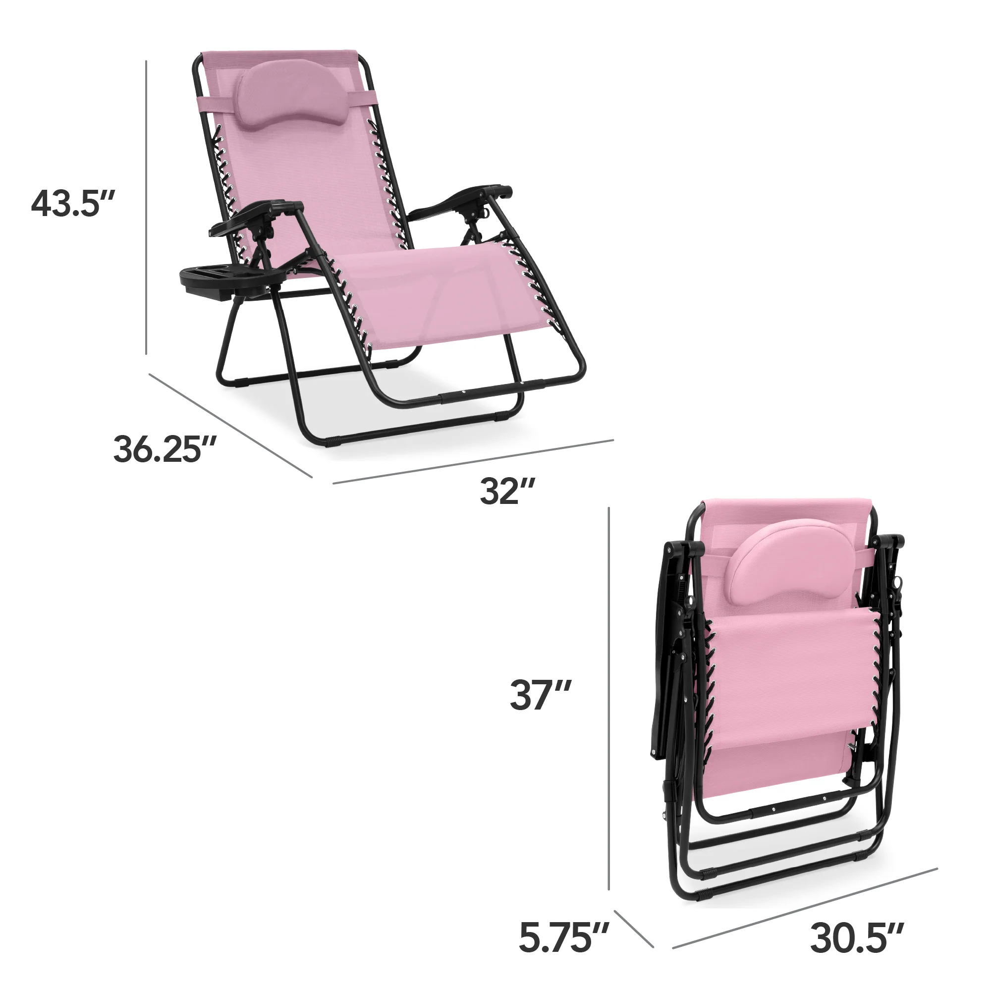 Oversized Reclining Zero Gravity Chair Lounger w/ Cup Holder, Pillow - Image 155