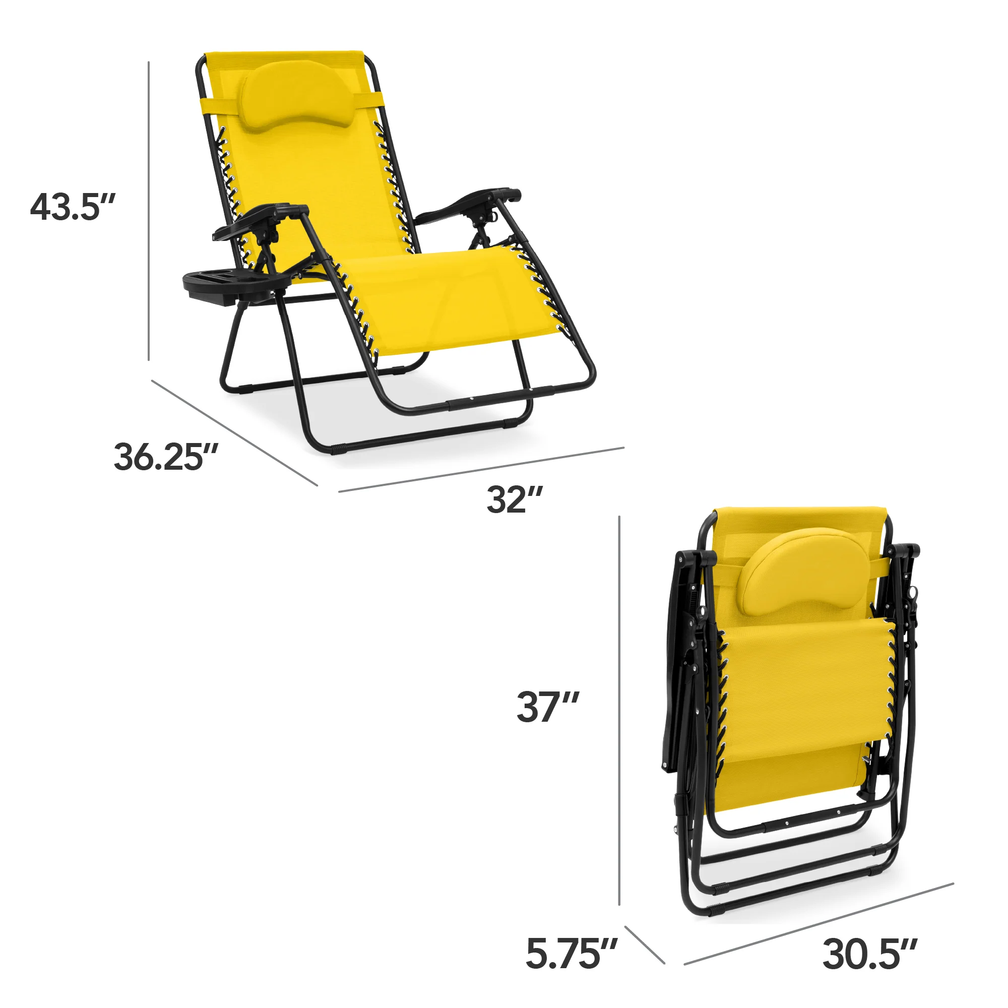 Oversized Reclining Zero Gravity Chair Lounger w/ Cup Holder, Pillow - Image 170