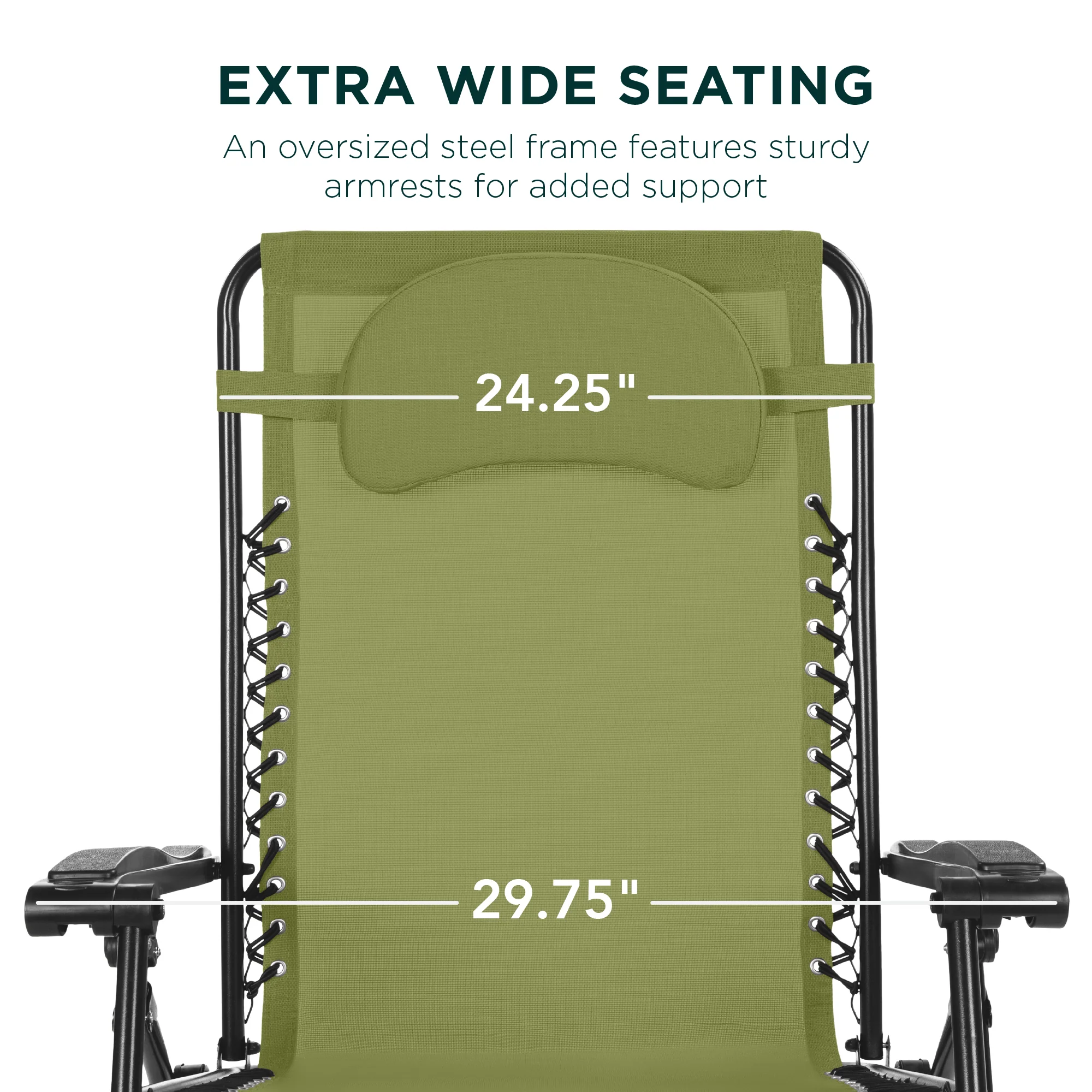 Oversized Reclining Zero Gravity Chair Lounger w/ Cup Holder, Pillow - Image 3