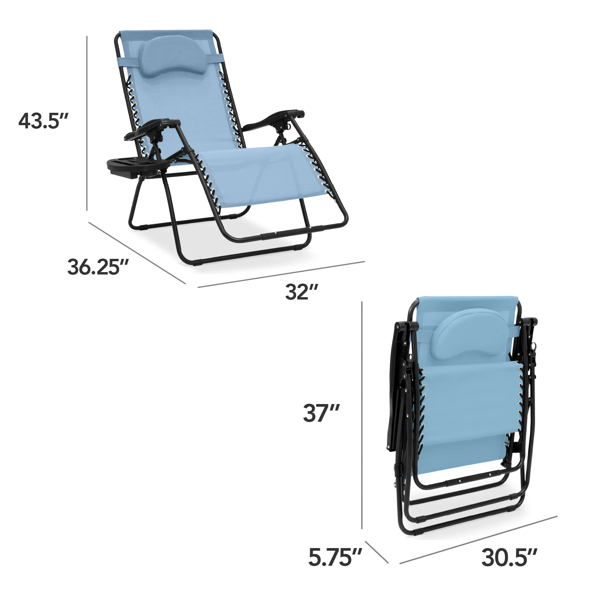 Oversized Reclining Zero Gravity Chair Lounger w/ Cup Holder, Pillow - Image 53