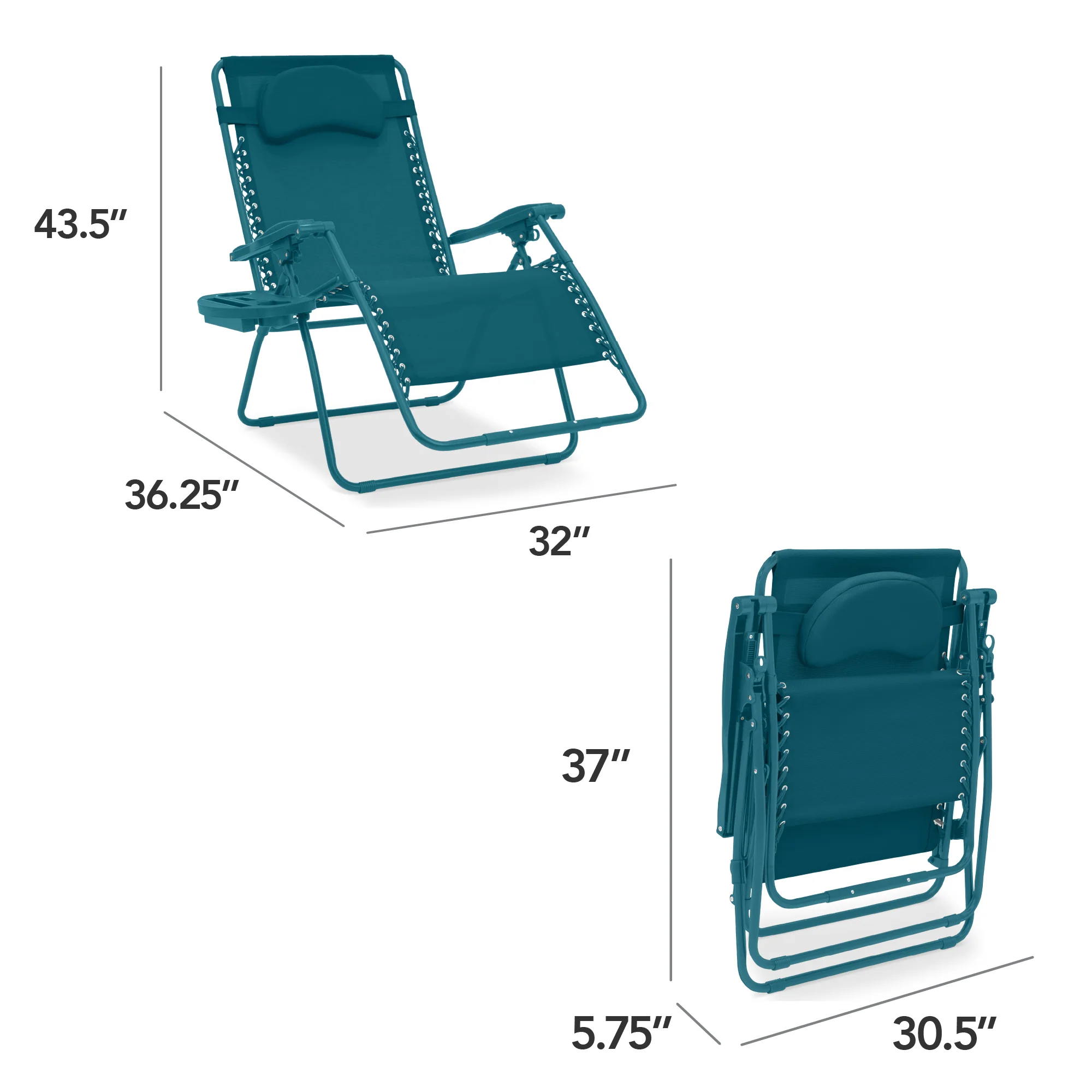 Oversized Reclining Zero Gravity Chair Lounger w/ Cup Holder, Pillow - Image 72