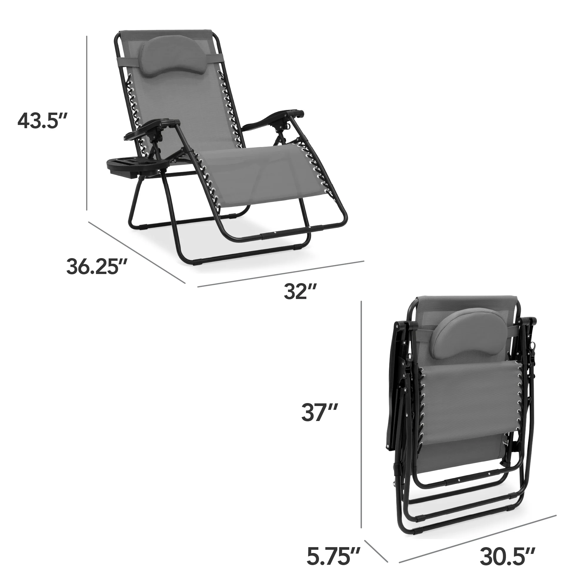 Oversized Reclining Zero Gravity Chair Lounger w/ Cup Holder, Pillow - Image 76