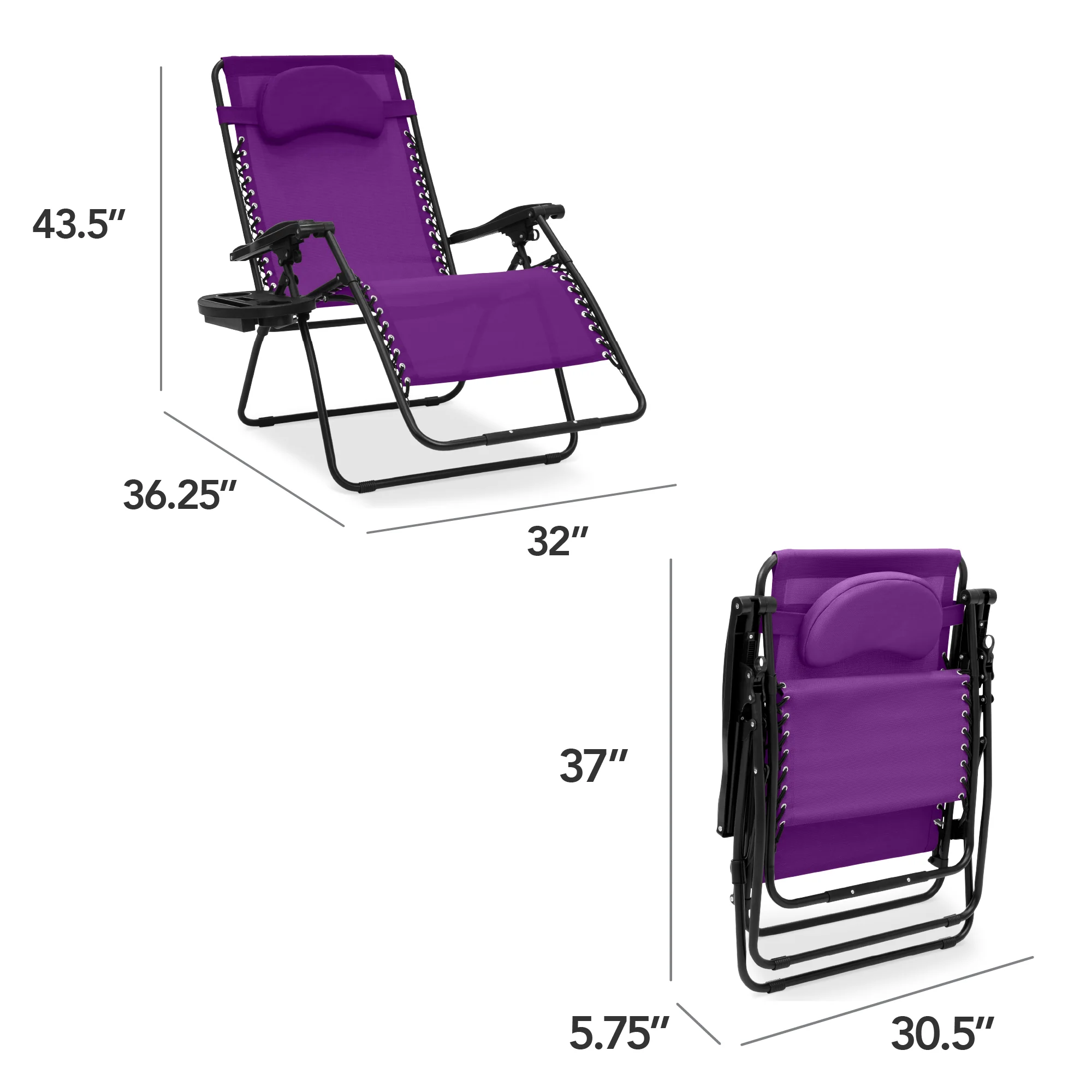 Oversized Reclining Zero Gravity Chair Lounger w/ Cup Holder, Pillow - Image 88