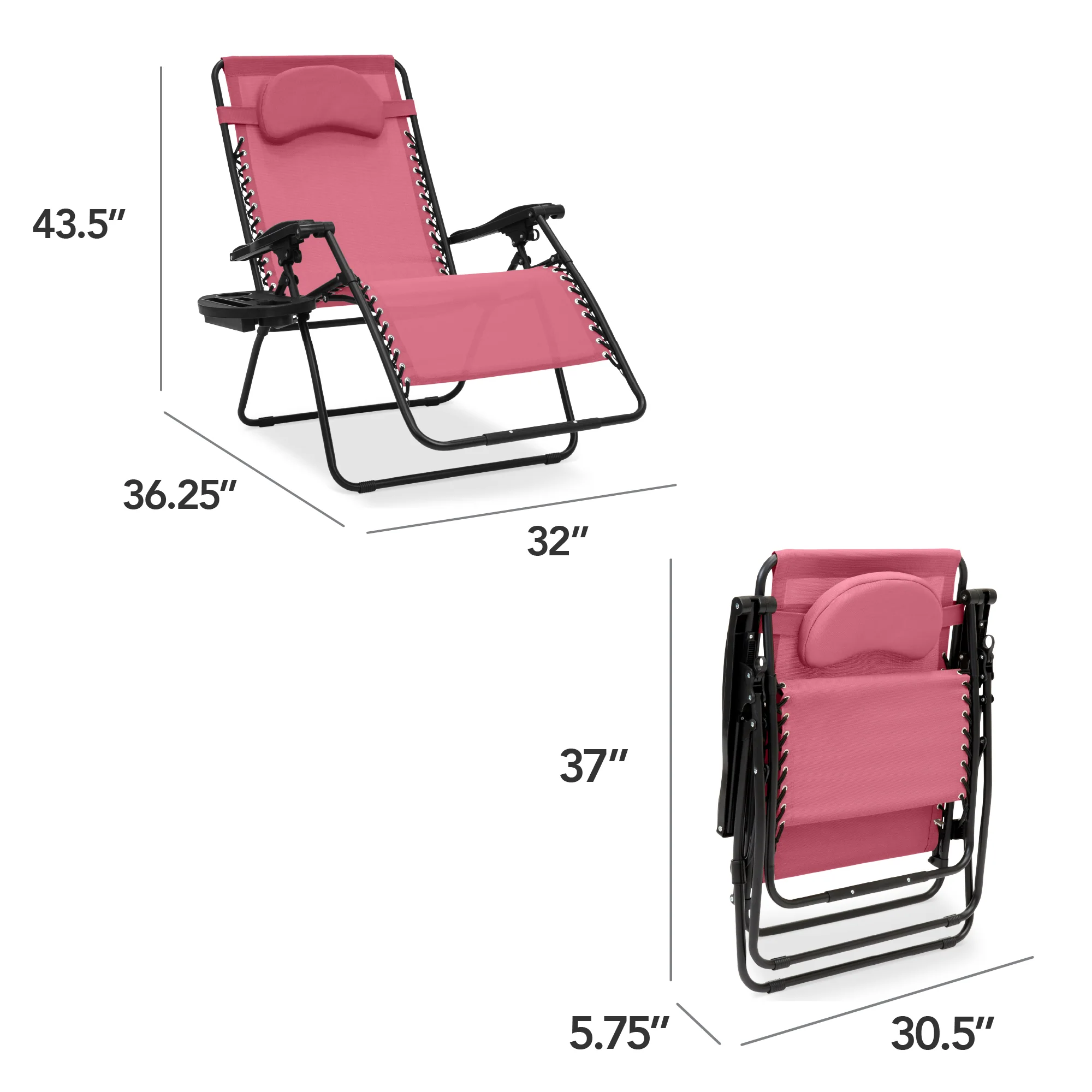 Oversized Reclining Zero Gravity Chair Lounger w/ Cup Holder, Pillow - Image 9