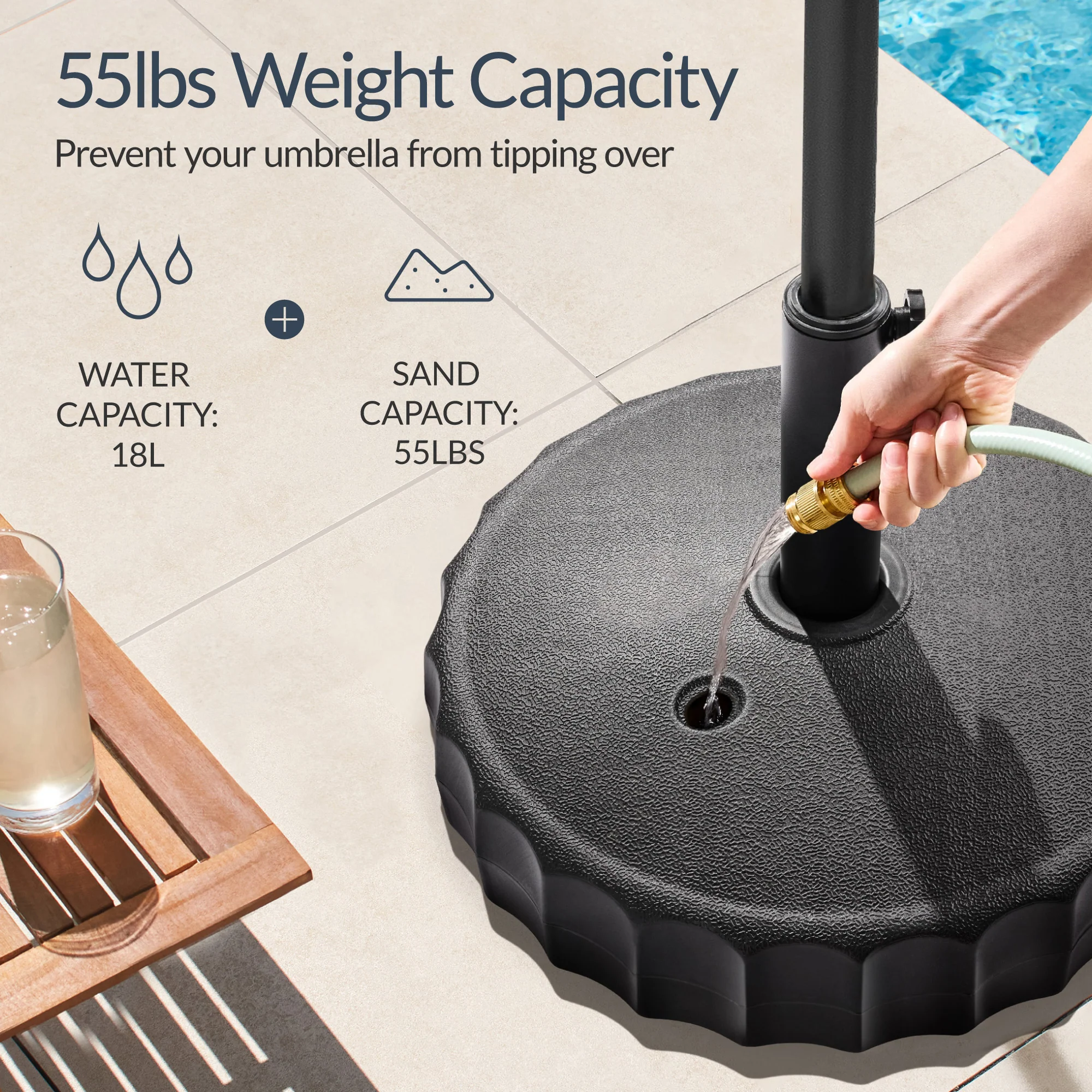 Plastic Patio Umbrella Base Pole Holder Accessory w/ Adjustable Knob - Image 3