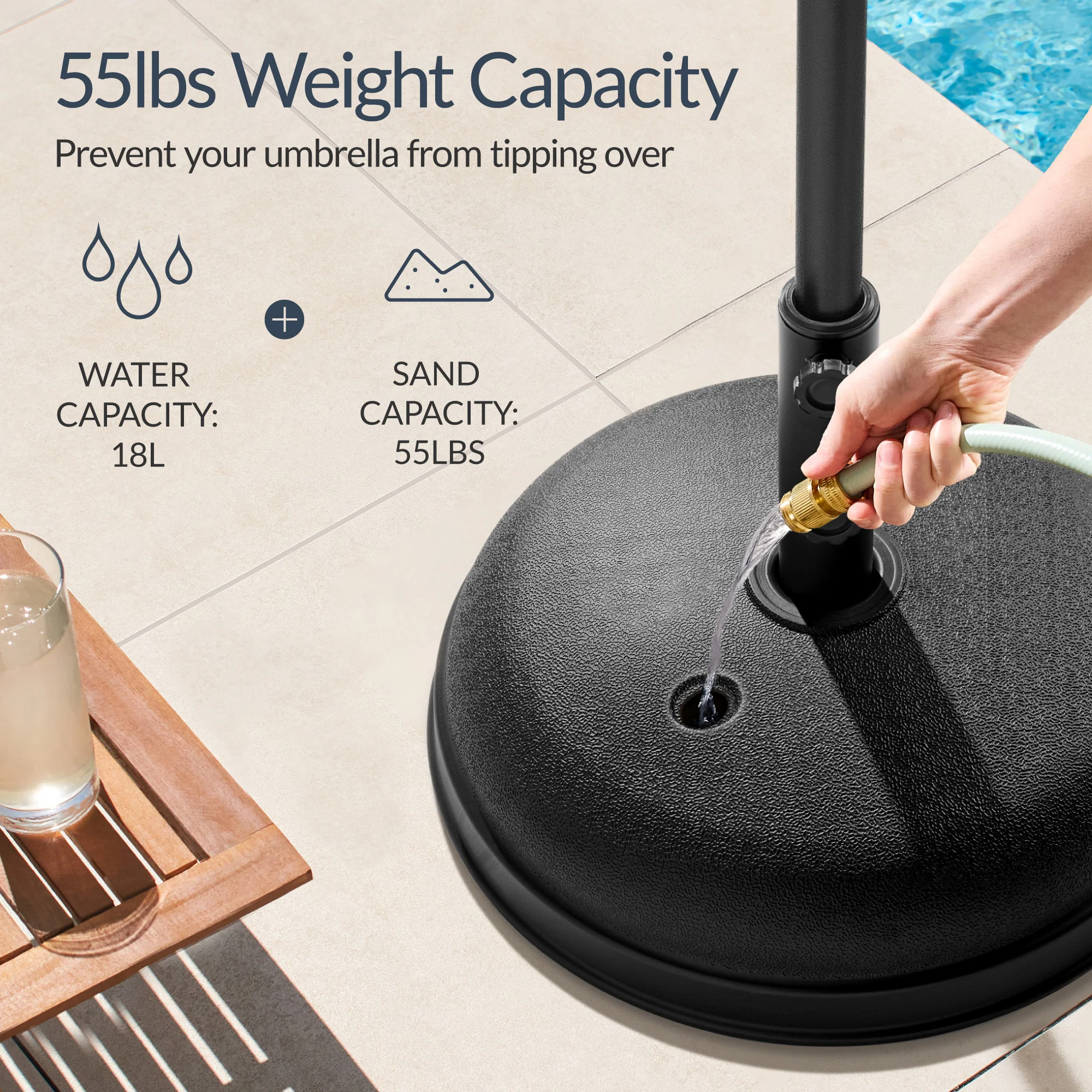 Plastic Patio Umbrella Base Pole Holder Accessory w/ Adjustable Knob - Image 3