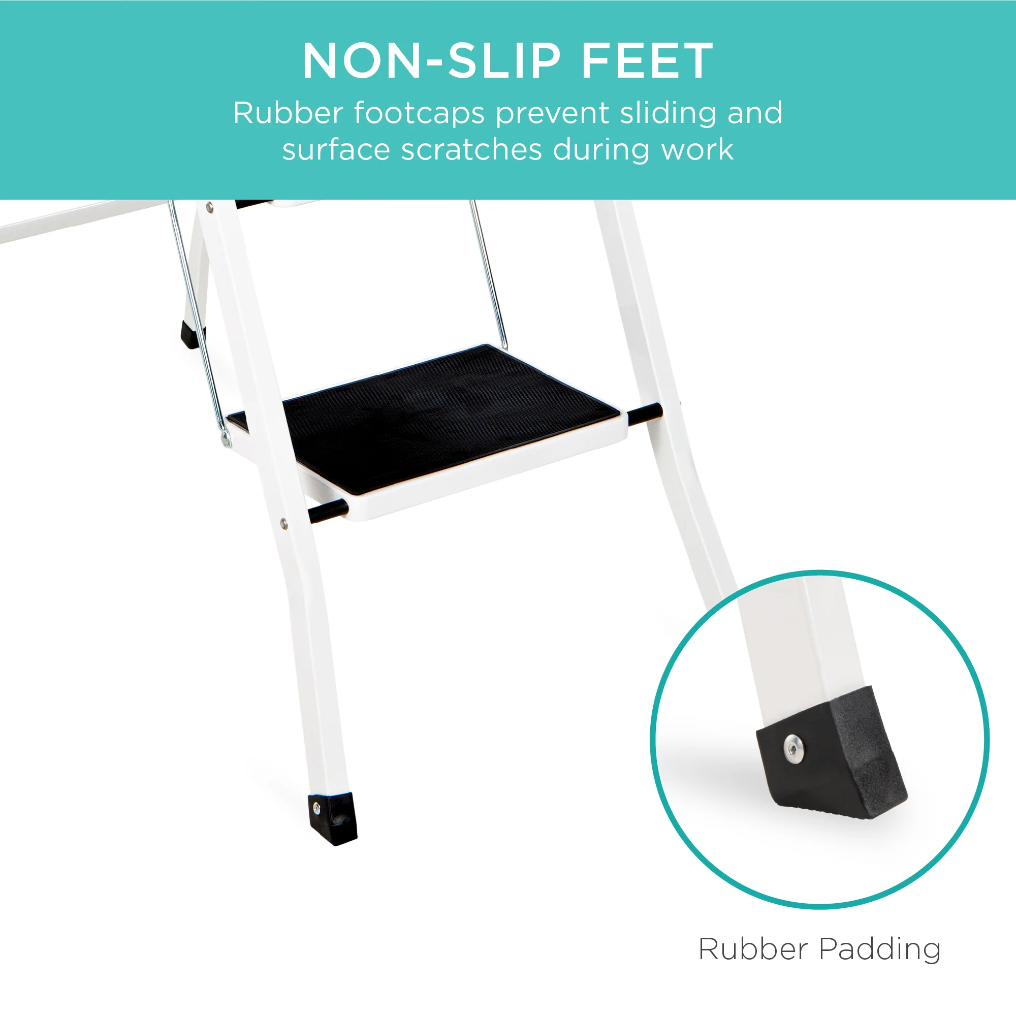 Folding Steel 4-Step Ladder w/ Hand Rail, Wide Steps, 330lbs Capacity - Image 5
