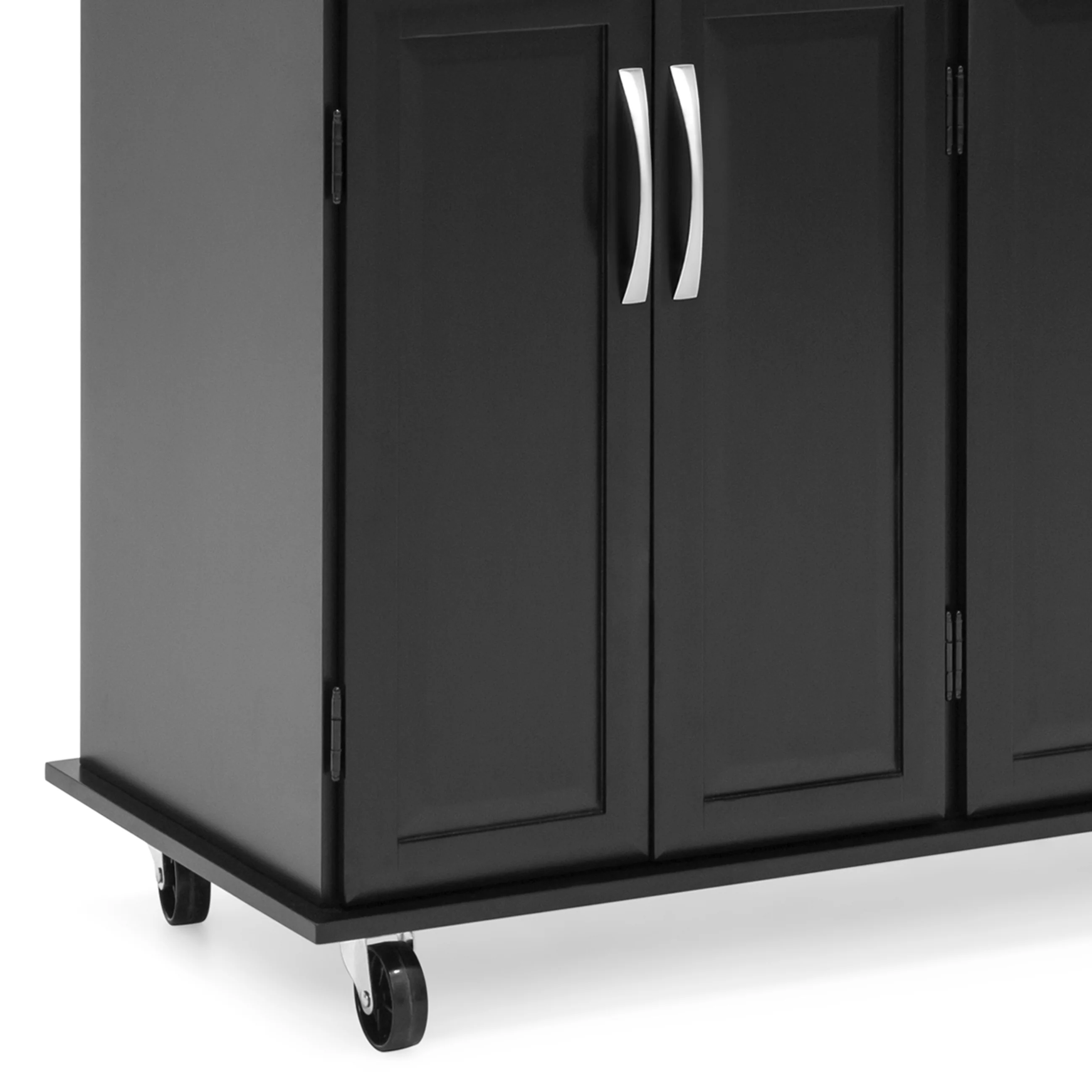 Utility Kitchen Cart w/ Storage Cabinets, Handles, Cutting Board - Image 6