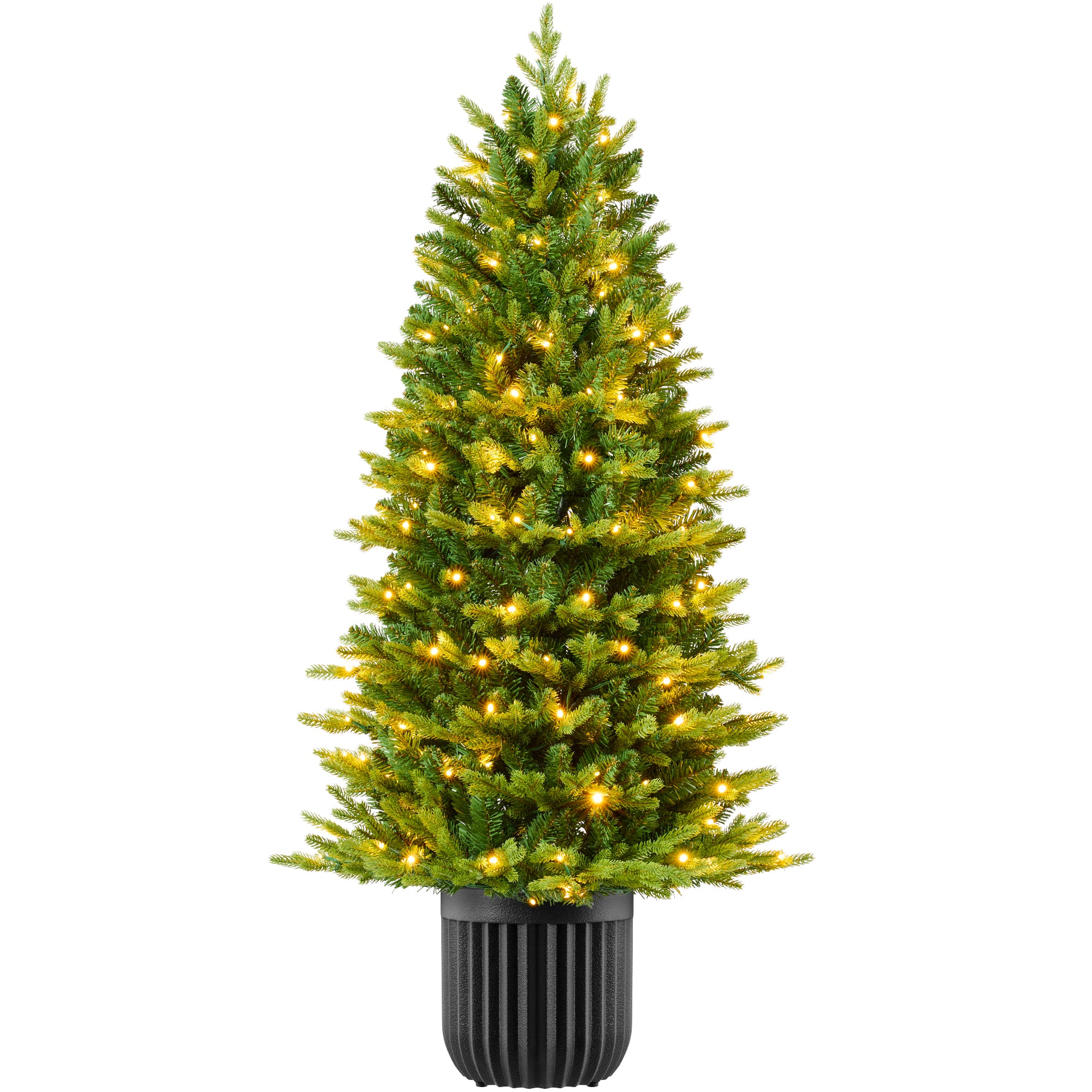Pre-Lit Potted Christmas Tree w/Twinkling White & Multi LEDs - Image 9