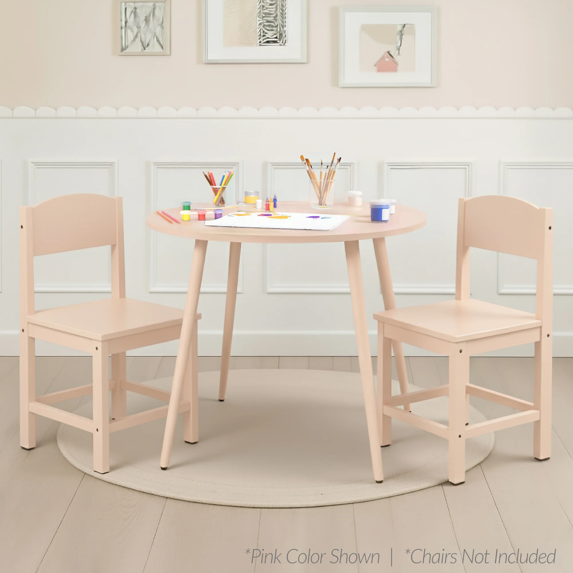 Round Mid-Century Modern 35.5in Dining Table, Dinette for Home or Kitchen w/Wood Finish Steel Legs - Image 27