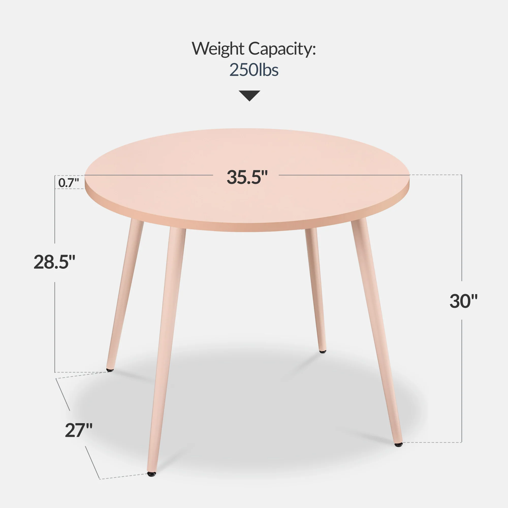 Round Mid-Century Modern 35.5in Dining Table, Dinette for Home or Kitchen w/Wood Finish Steel Legs - Image 30