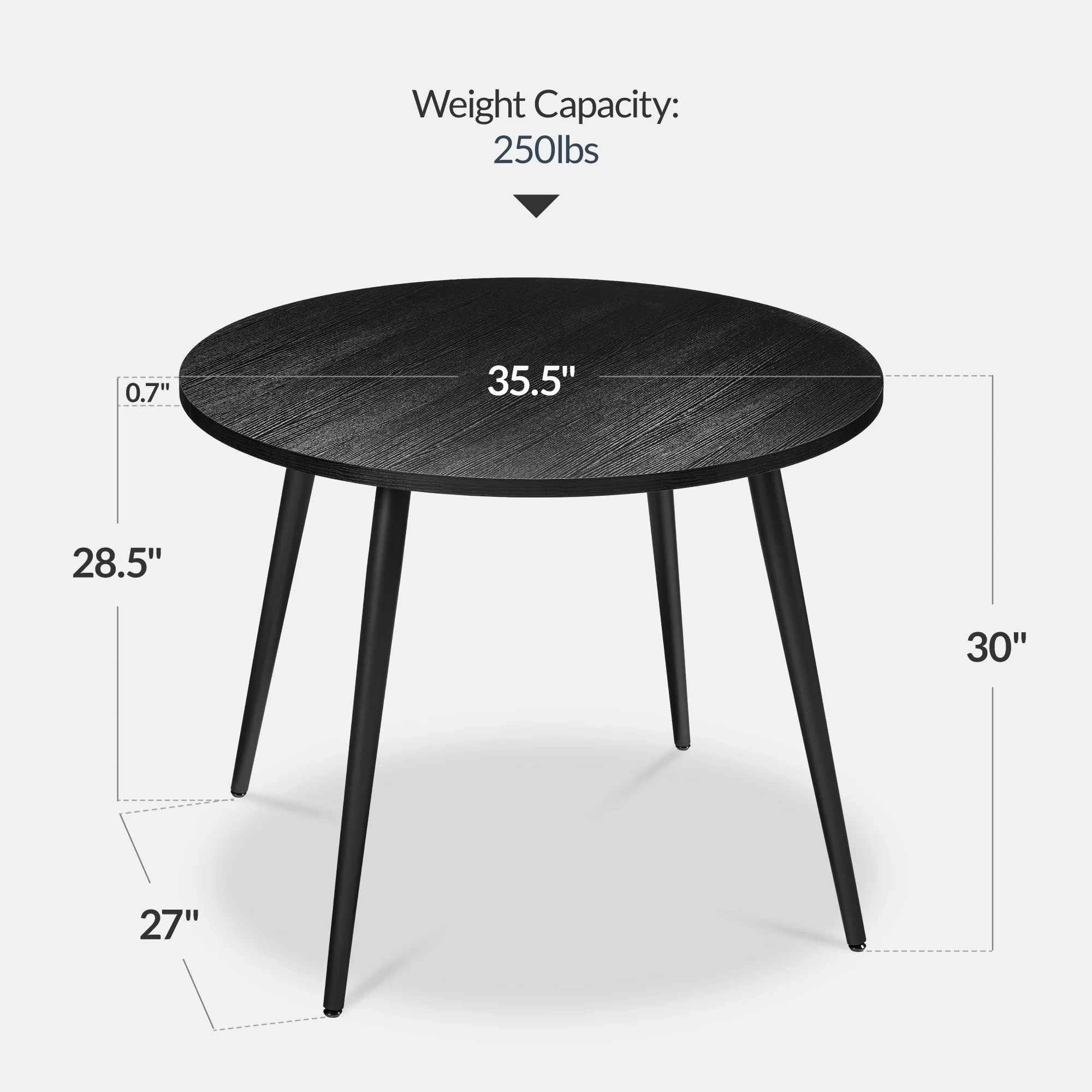 Round Mid-Century Modern 35.5in Dining Table, Dinette for Home or Kitchen w/Wood Finish Steel Legs - Image 37