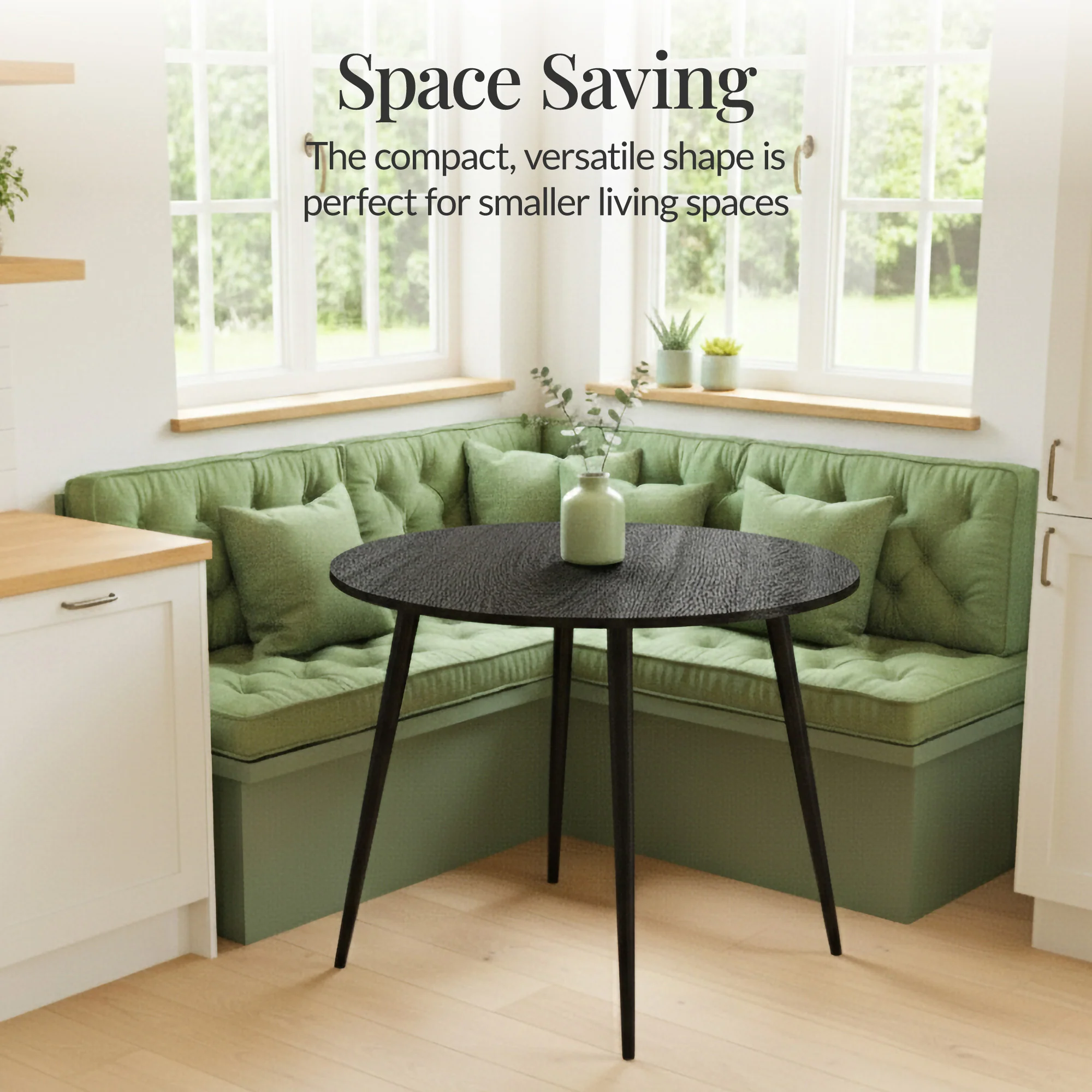 Round Mid-Century Modern 35.5in Dining Table, Dinette for Home or Kitchen w/Wood Finish Steel Legs - Image 38