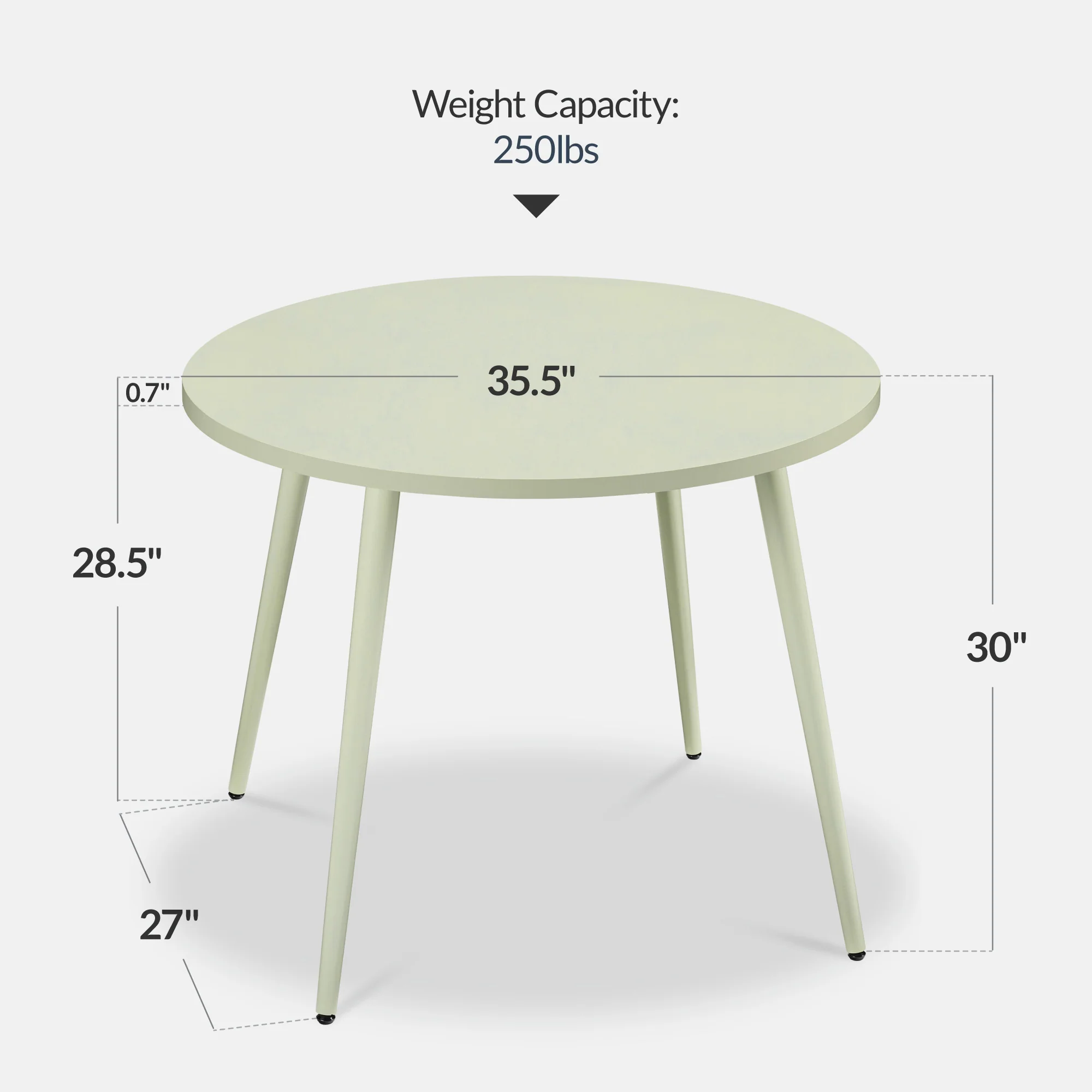 Round Mid-Century Modern 35.5in Dining Table, Dinette for Home or Kitchen w/Wood Finish Steel Legs - Image 9