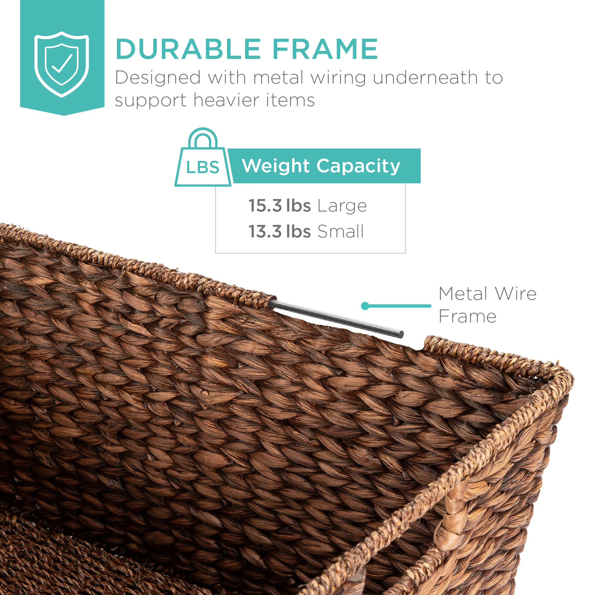 Set of 2 XL Woven Water Hyacinth Storage Baskets - Image 5