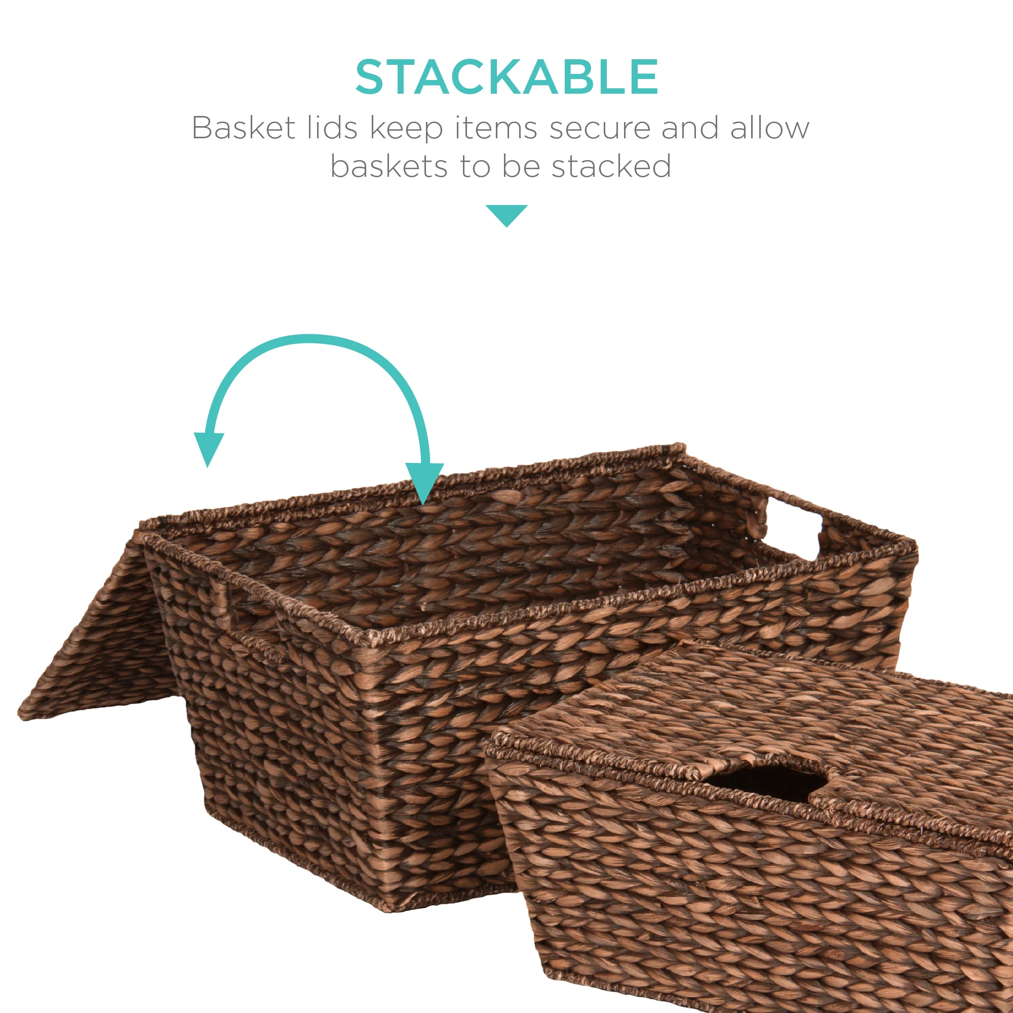 Set of 2 XL Woven Water Hyacinth Storage Baskets - Image 6