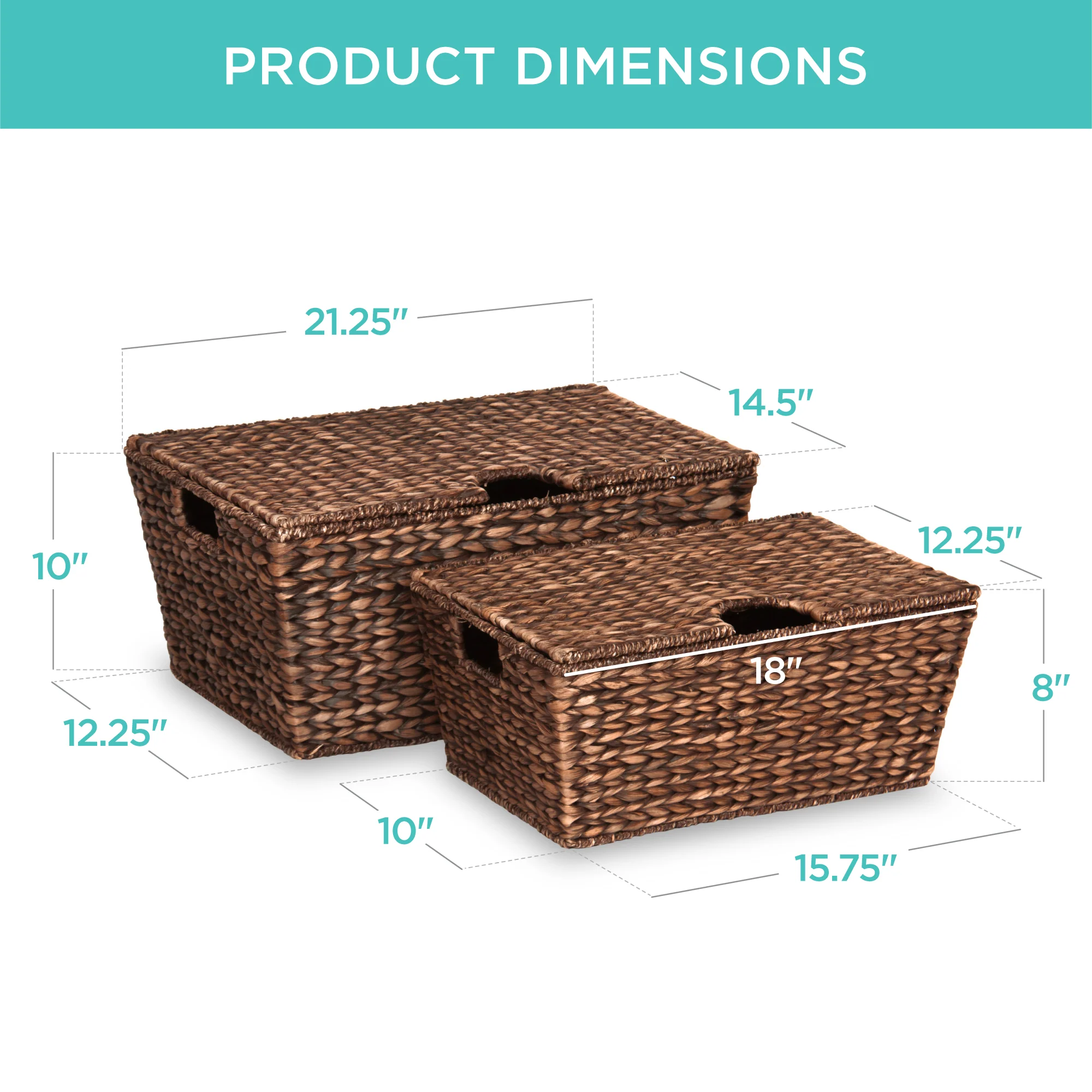 Set of 2 XL Woven Water Hyacinth Storage Baskets - Image 7