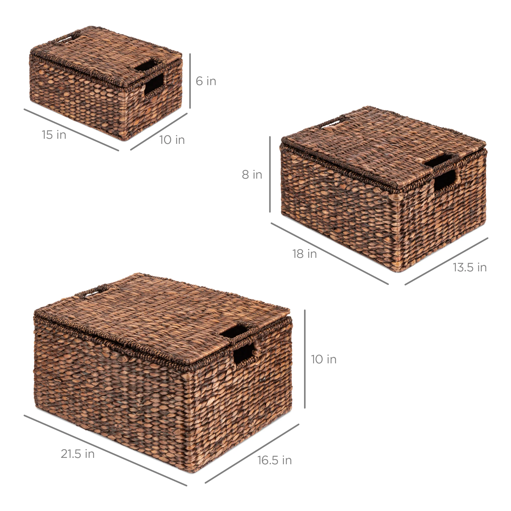 Set Of 3 X-Large Multipurpose Hyacinth Storage Baskets And Organizer Tote - Image 7