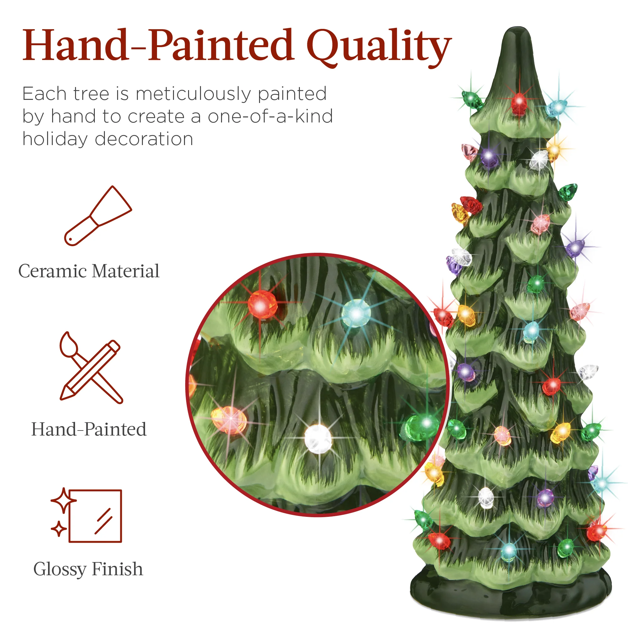 Set of 3 XL Pre-Lit Ceramic Tabletop Christmas Trees - Image 10