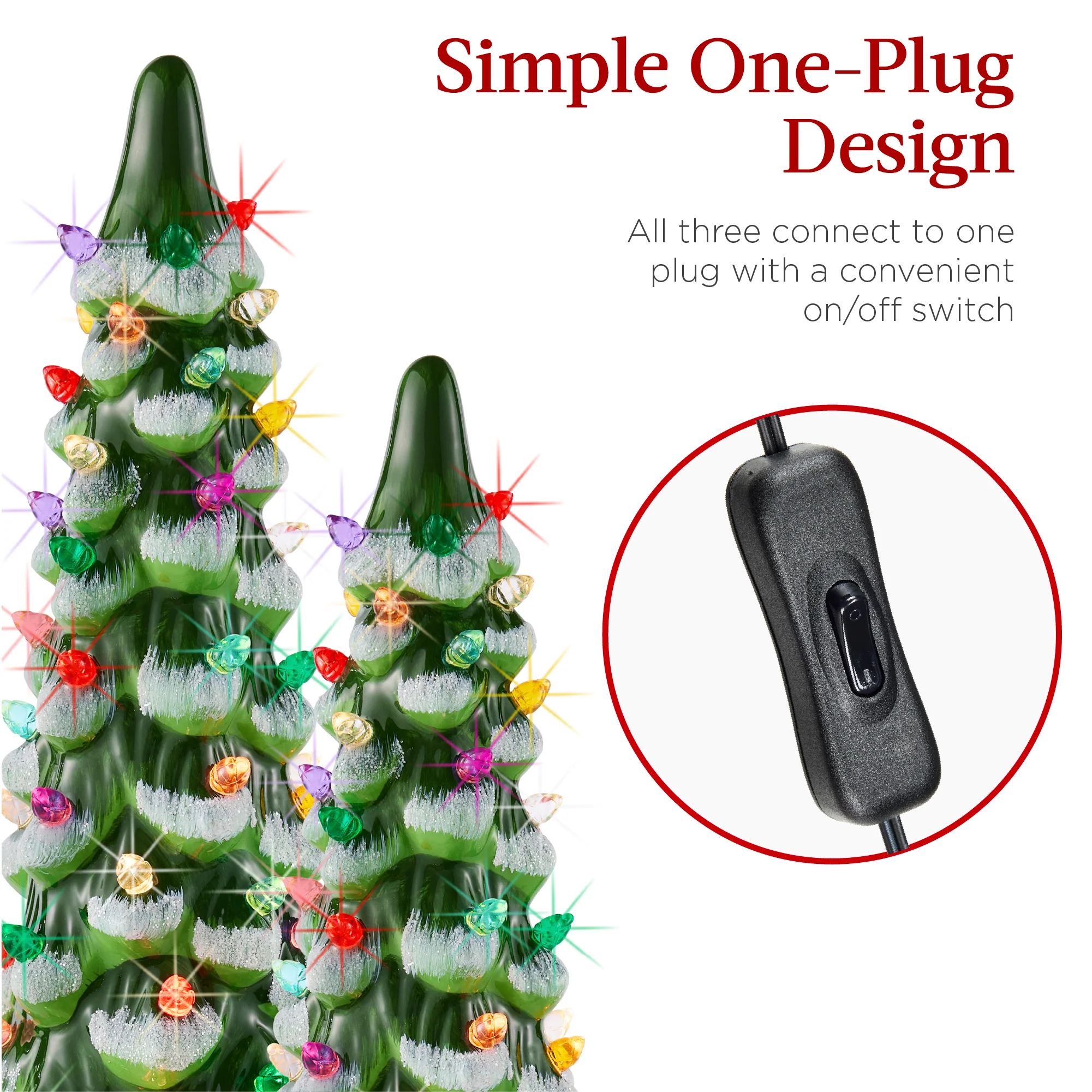Set of 3 XL Pre-Lit Ceramic Tabletop Christmas Trees - Image 5