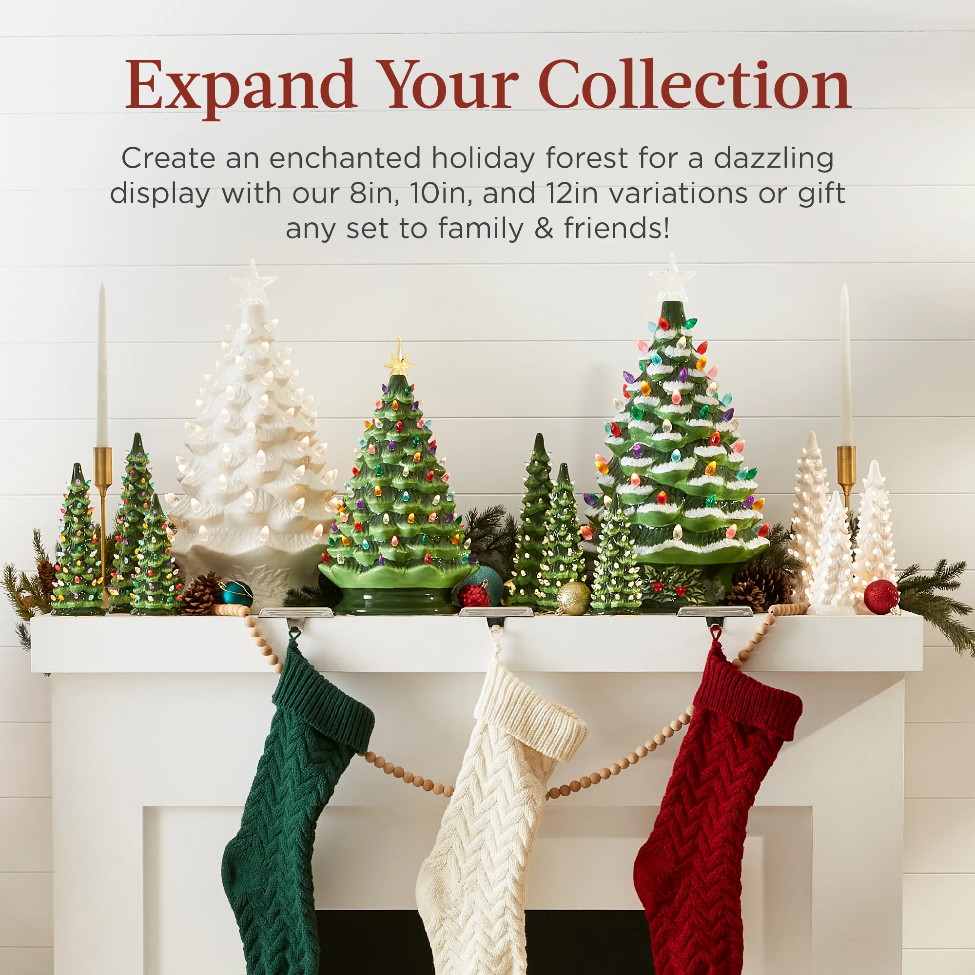 Set of 3 XL Pre-Lit Ceramic Tabletop Christmas Trees - Image 7