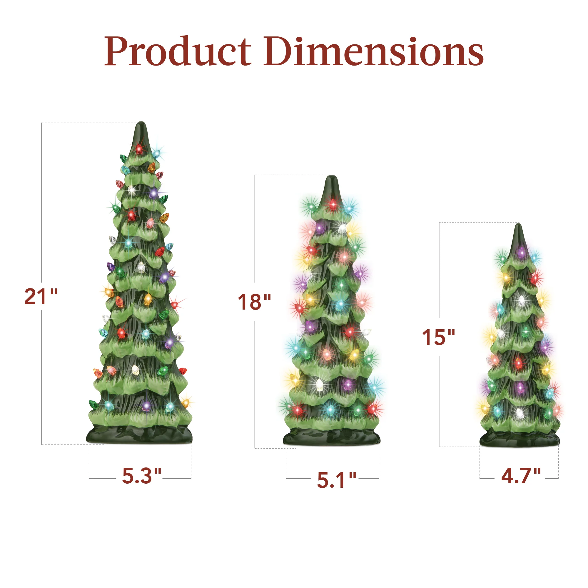 Set of 3 XL Pre-Lit Ceramic Tabletop Christmas Trees - Image 9