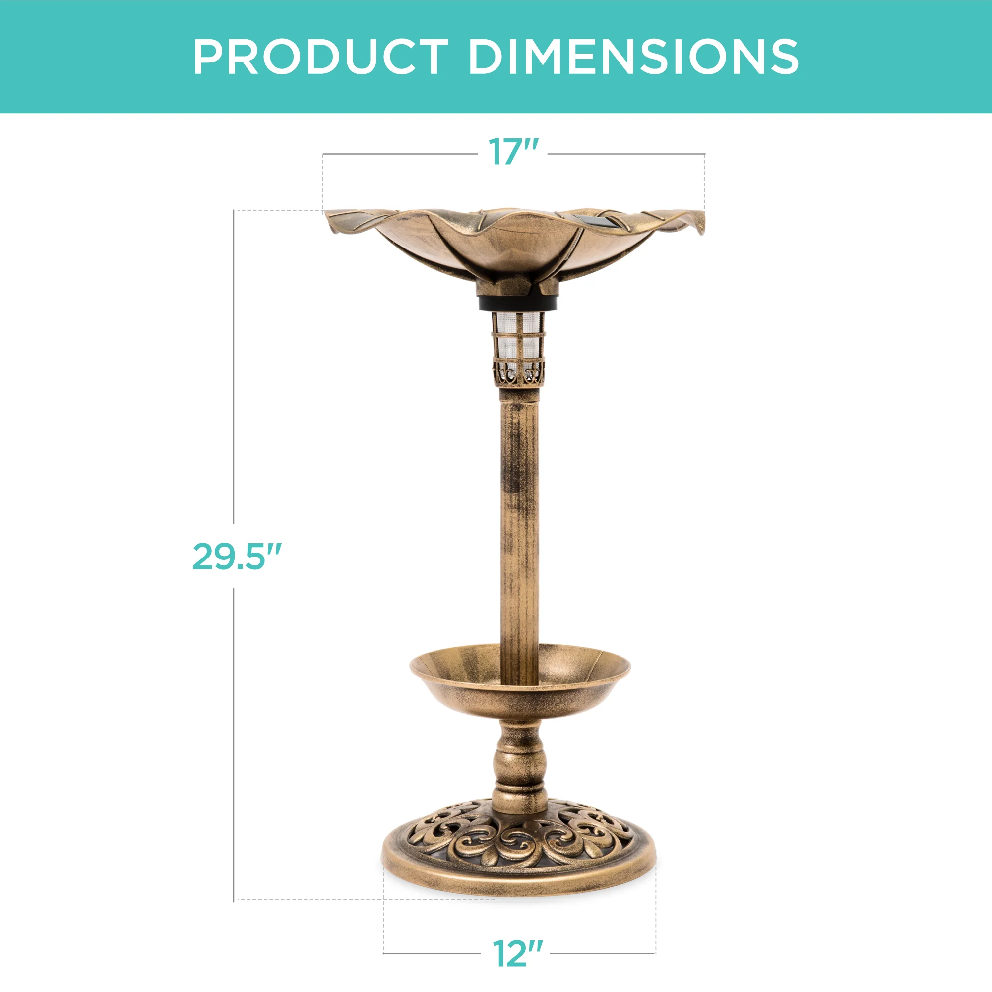 Solar Lighted Bird Bath w/ Planter - Image 28
