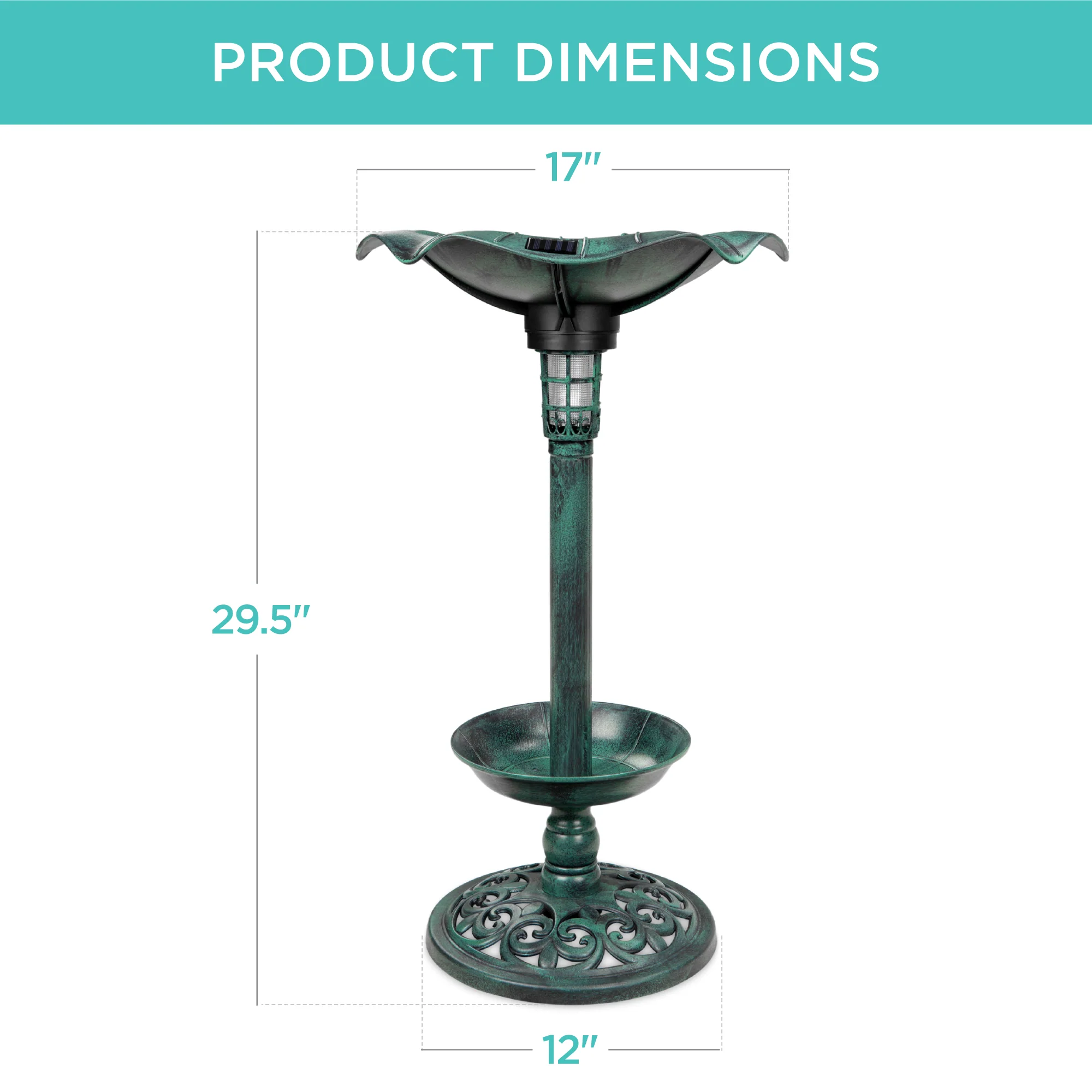 Solar Lighted Bird Bath w/ Planter - Image 7