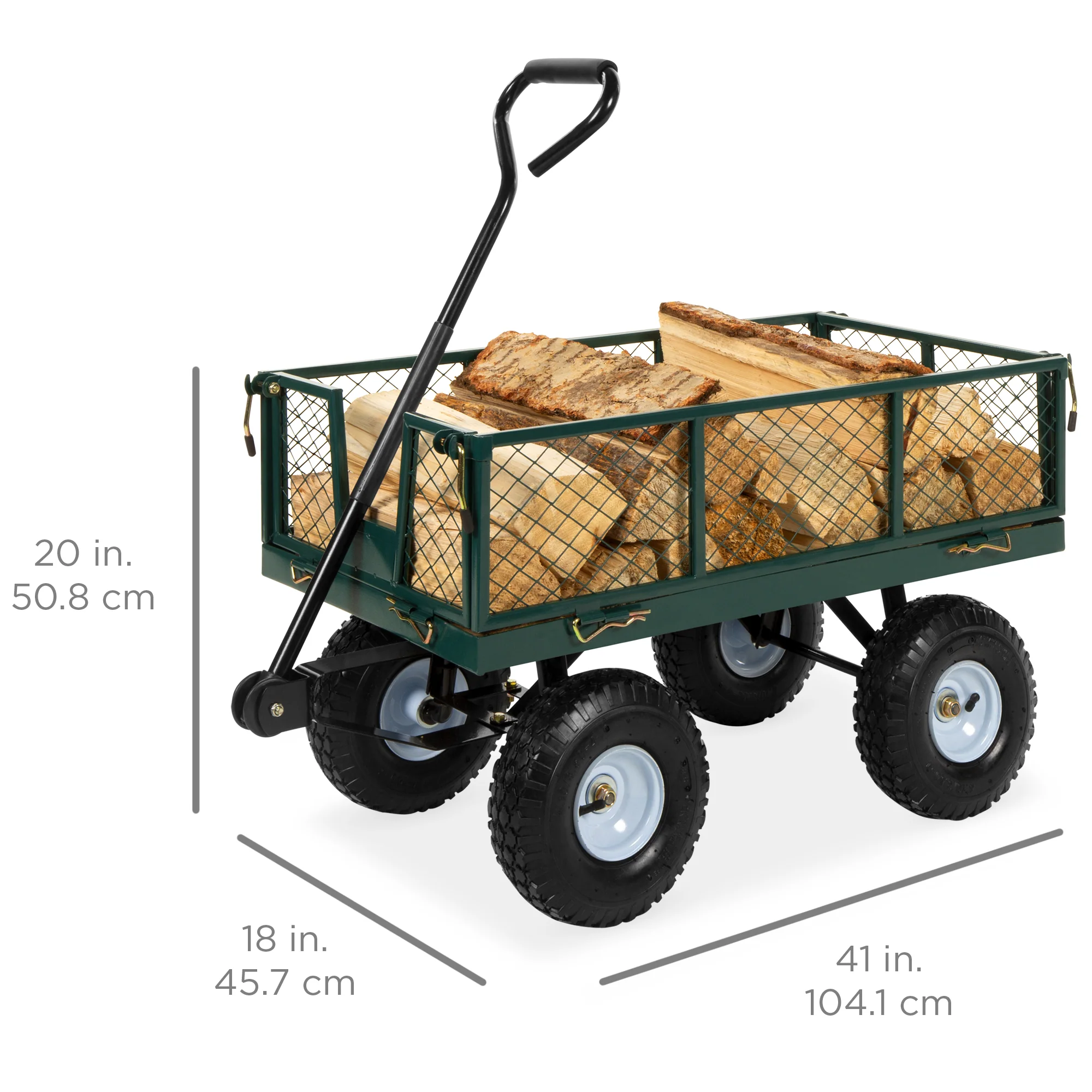 Steel Garden Utility Cart Wagon w/ 400lb Capacity, Removable Sides, Handle - Image 14
