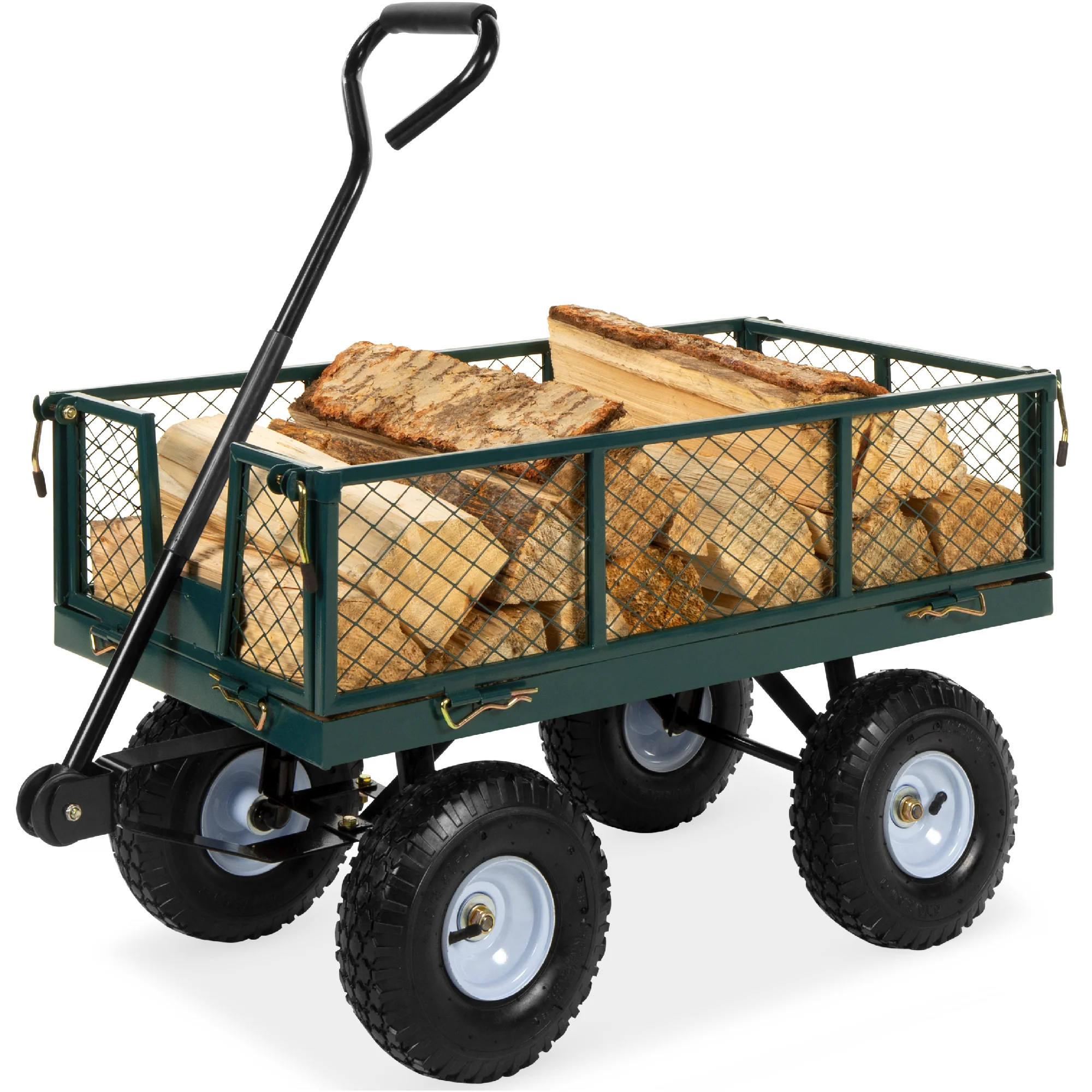 Steel Garden Utility Cart Wagon w/ 400lb Capacity, Removable Sides, Handle - Image 8
