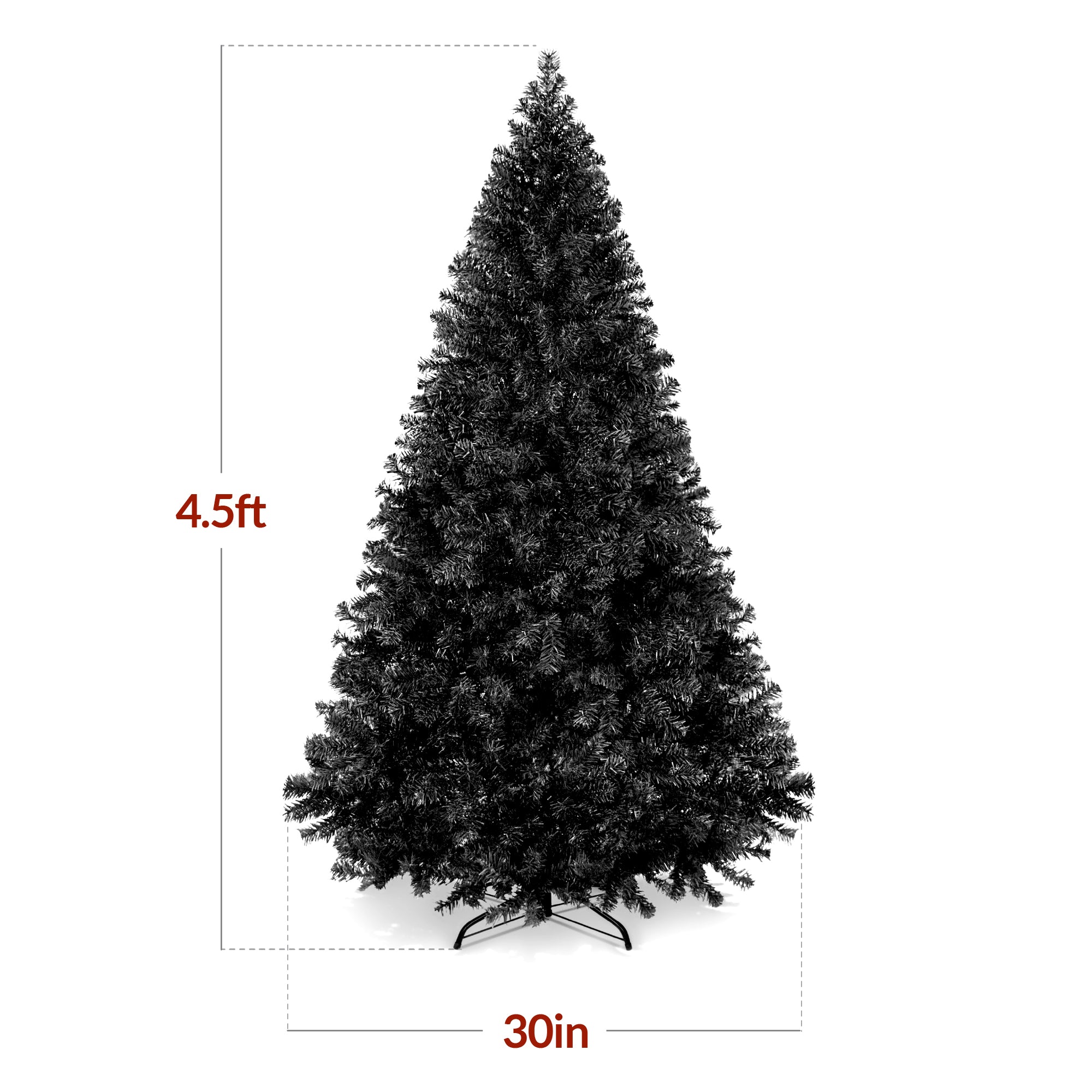 Artificial Black Christmas Tree, Unlit Pine Design w/Easy Assembly - Image 11