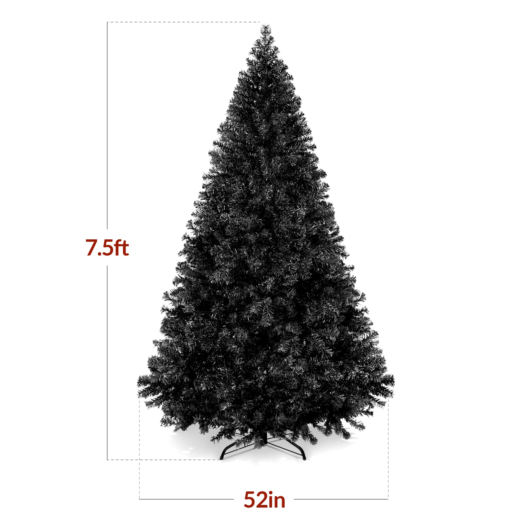 Artificial Black Christmas Tree, Unlit Pine Design w/Easy Assembly - Image 20