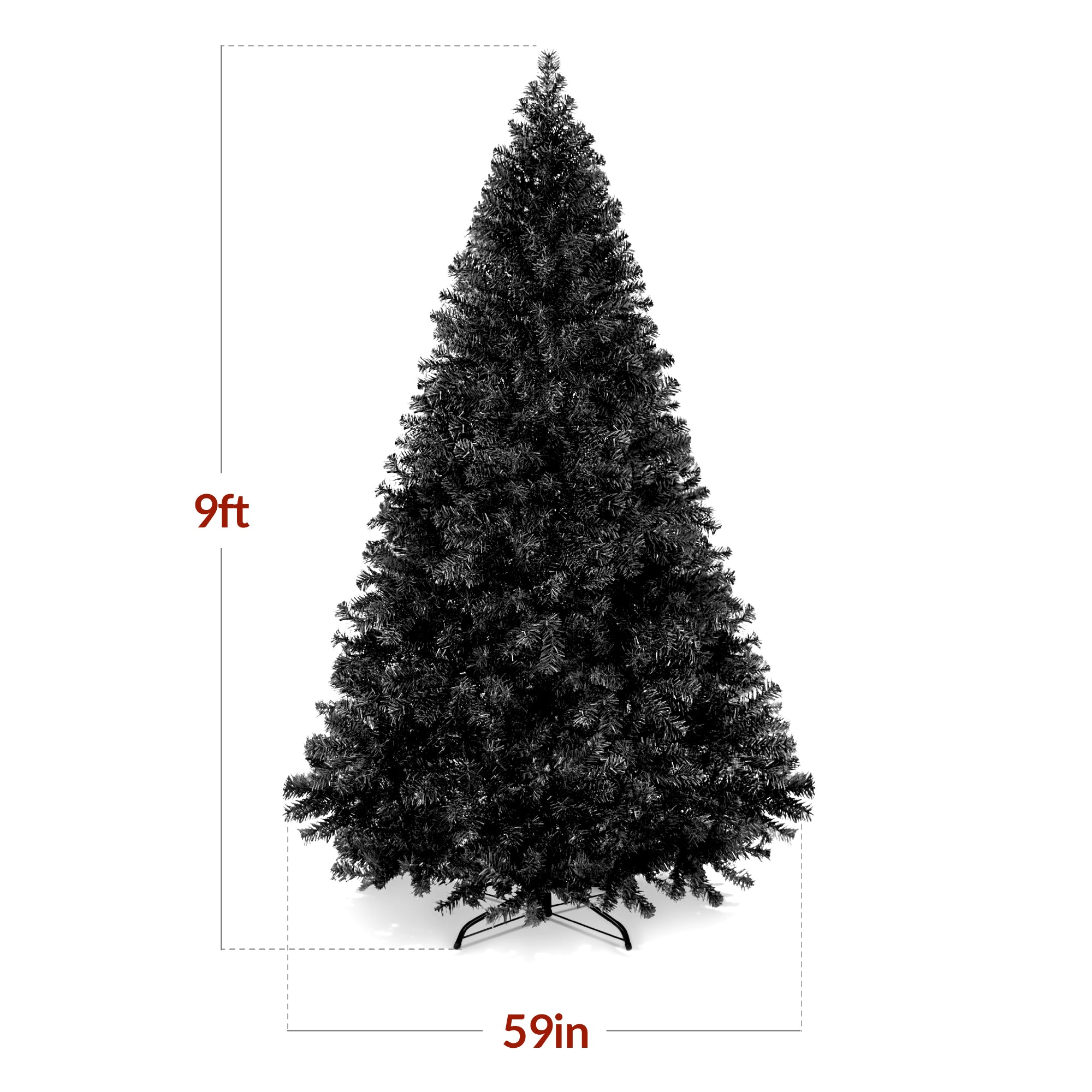 Artificial Black Christmas Tree, Unlit Pine Design w/Easy Assembly - Image 29