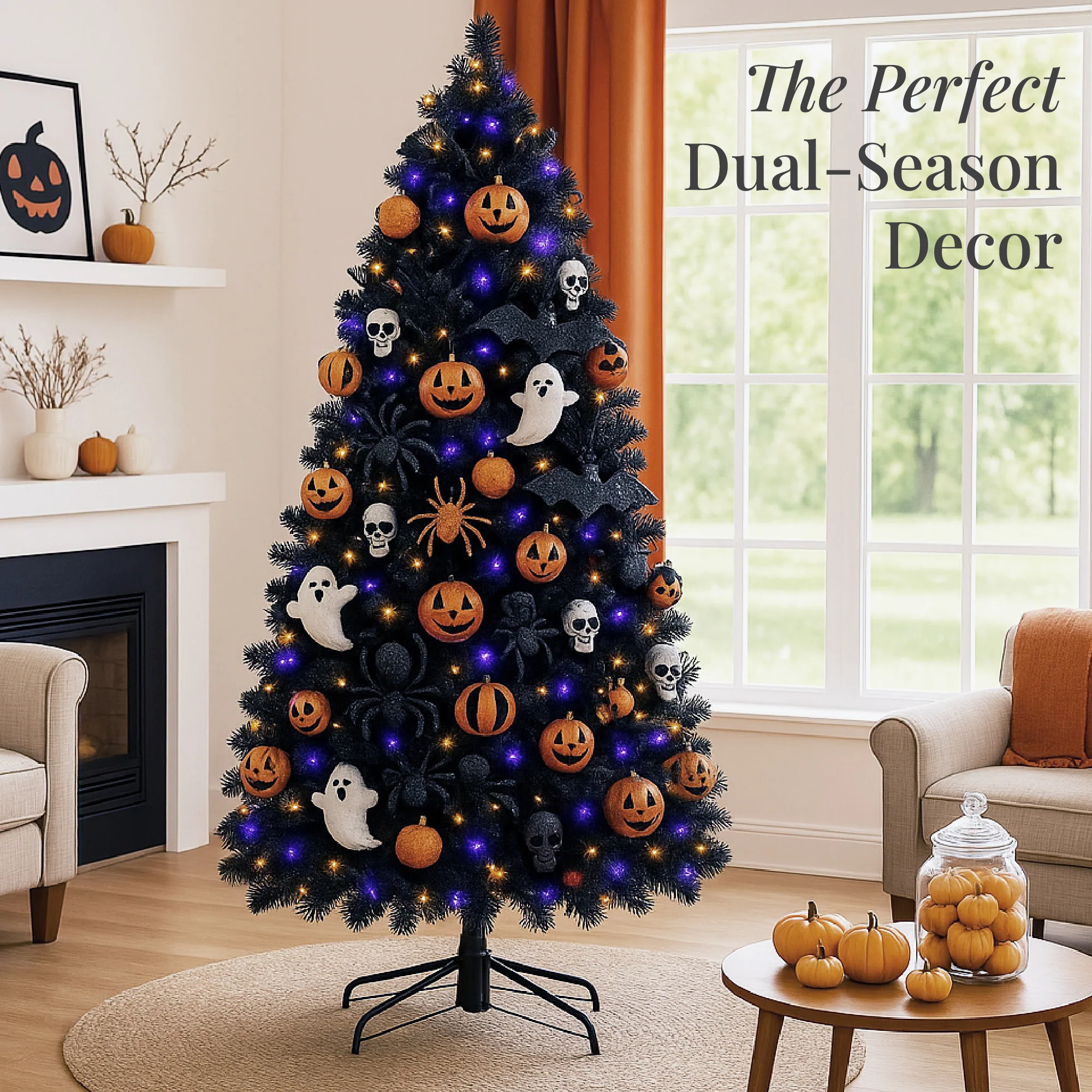 Artificial Black Christmas Tree, Unlit Pine Design w/Easy Assembly - Image 6