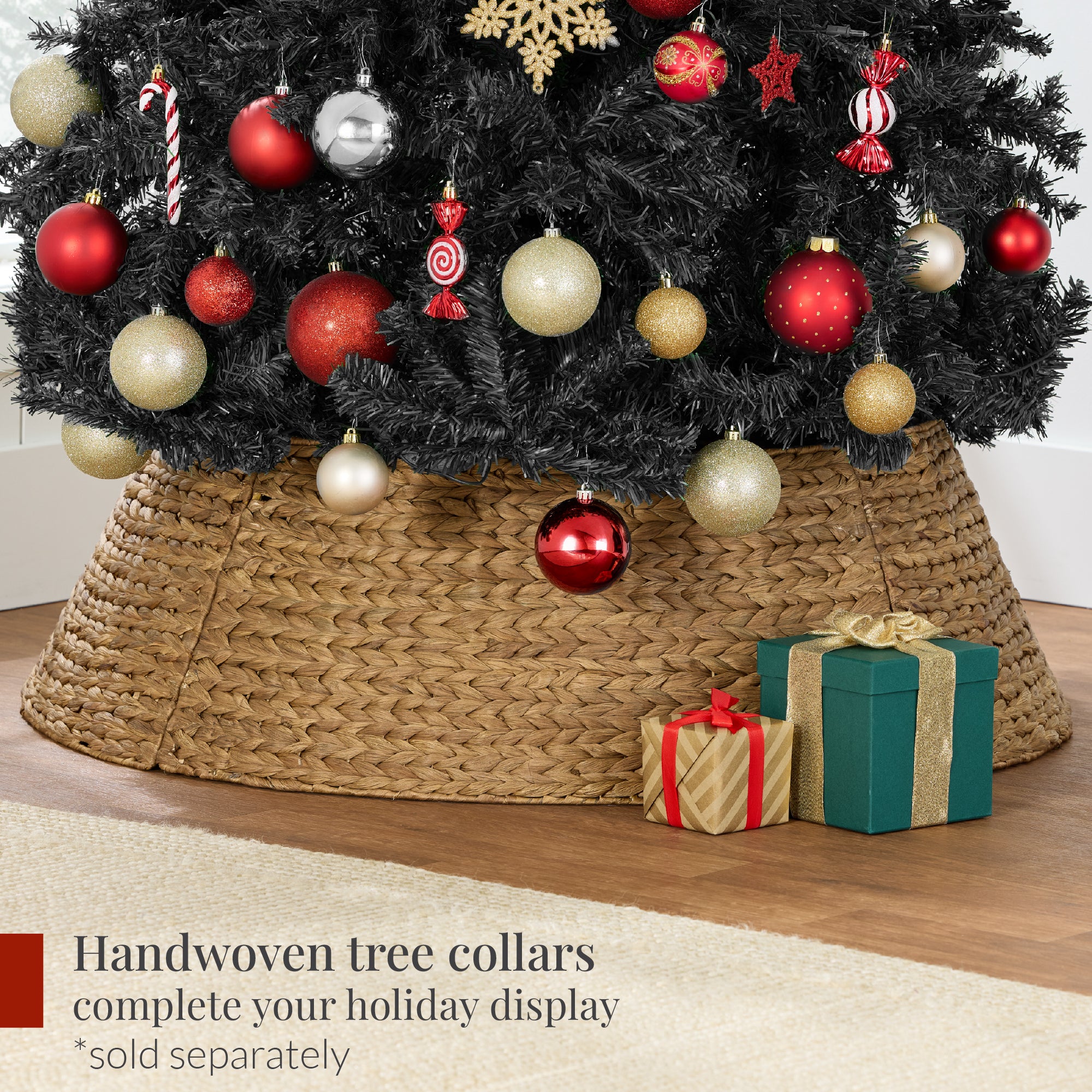 Artificial Black Christmas Tree, Unlit Pine Design w/Easy Assembly - Image 9