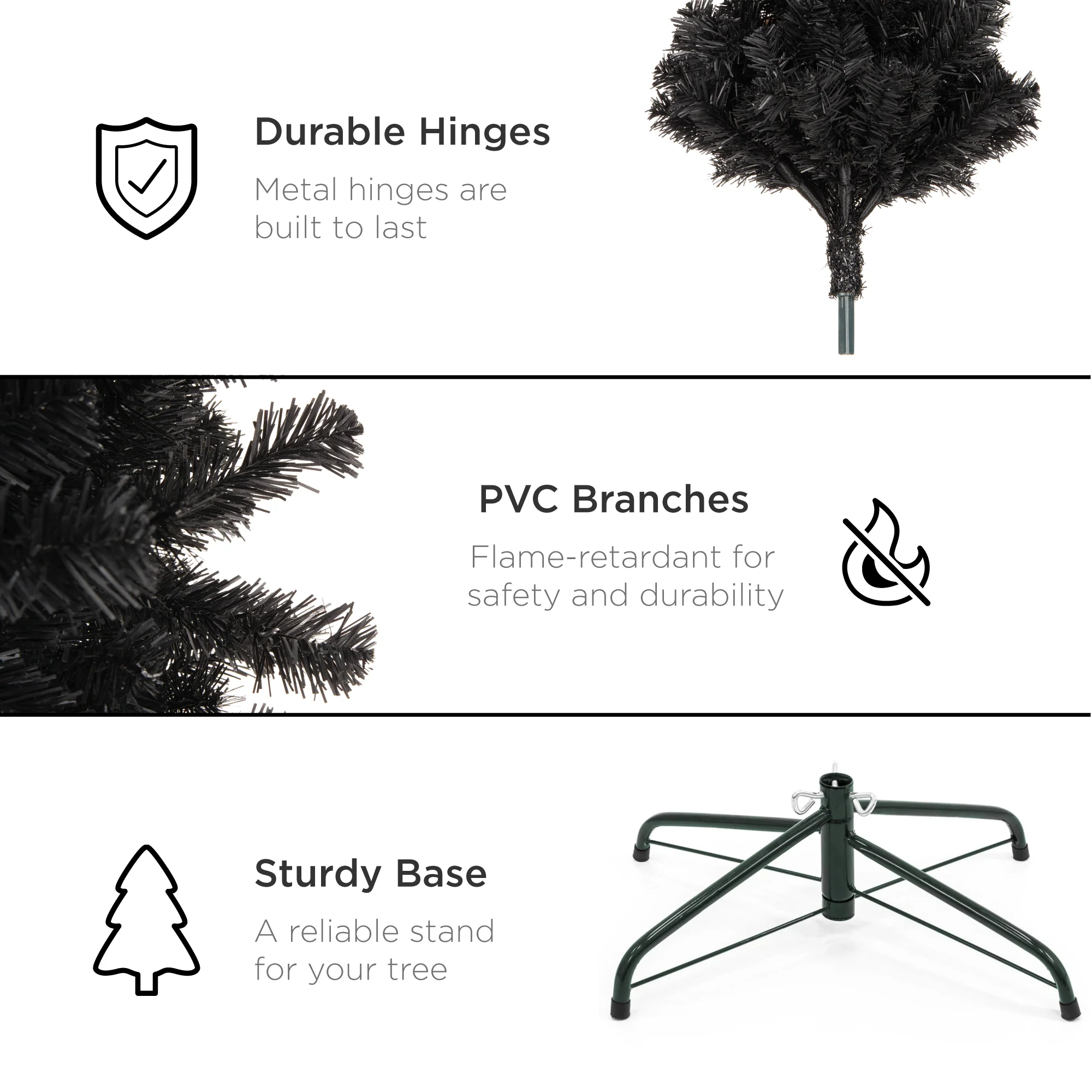 Black Artificial Pencil Holiday Christmas Tree - Image 28