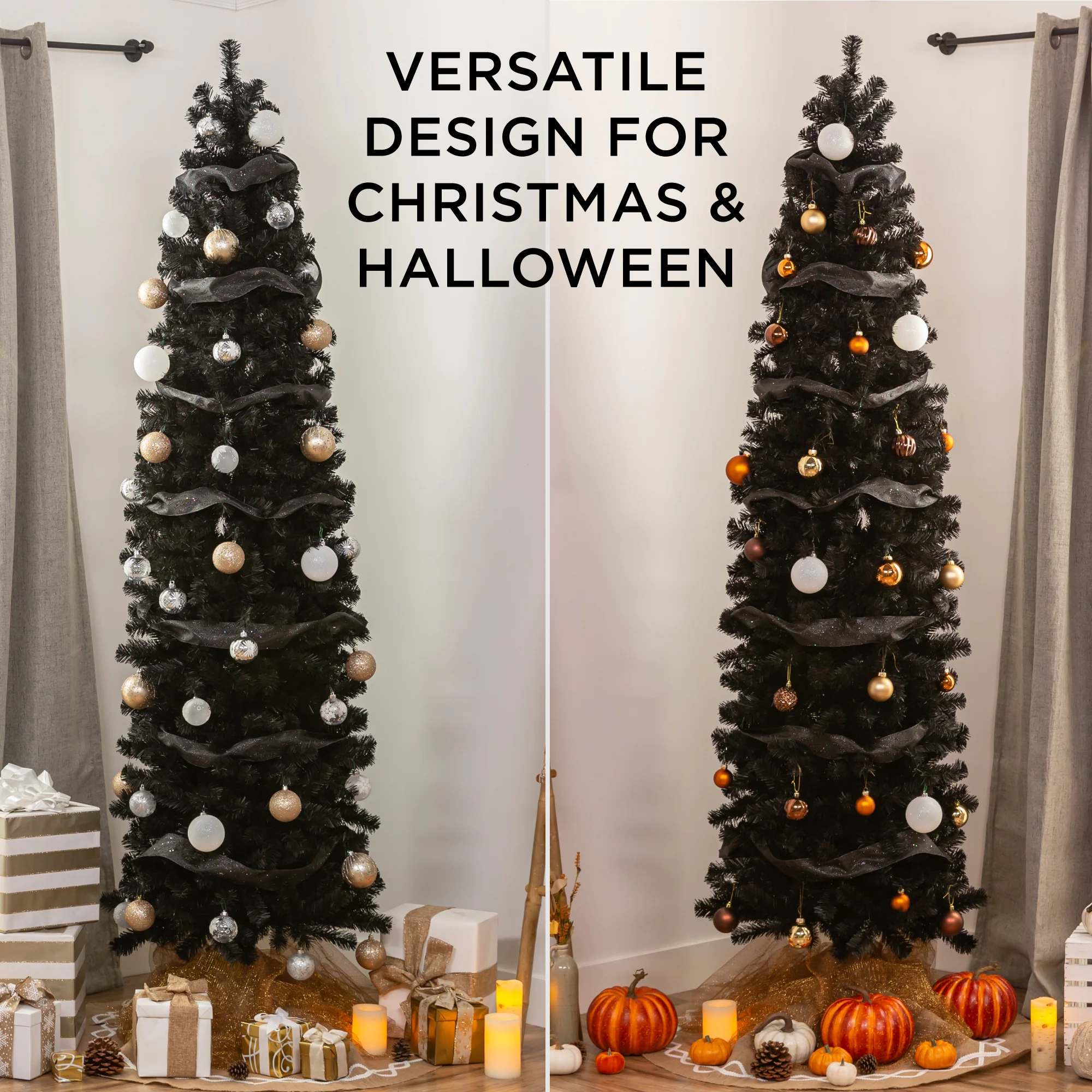 Black Artificial Pencil Holiday Christmas Tree - Image 31