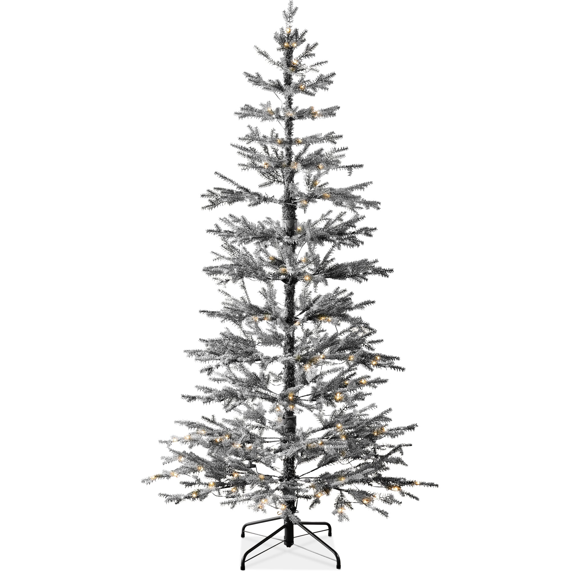 Black Pre-Lit Sparse Flocked Christmas Tree w/ 2-in-1 LEDs, Cordless Connection - Image 37